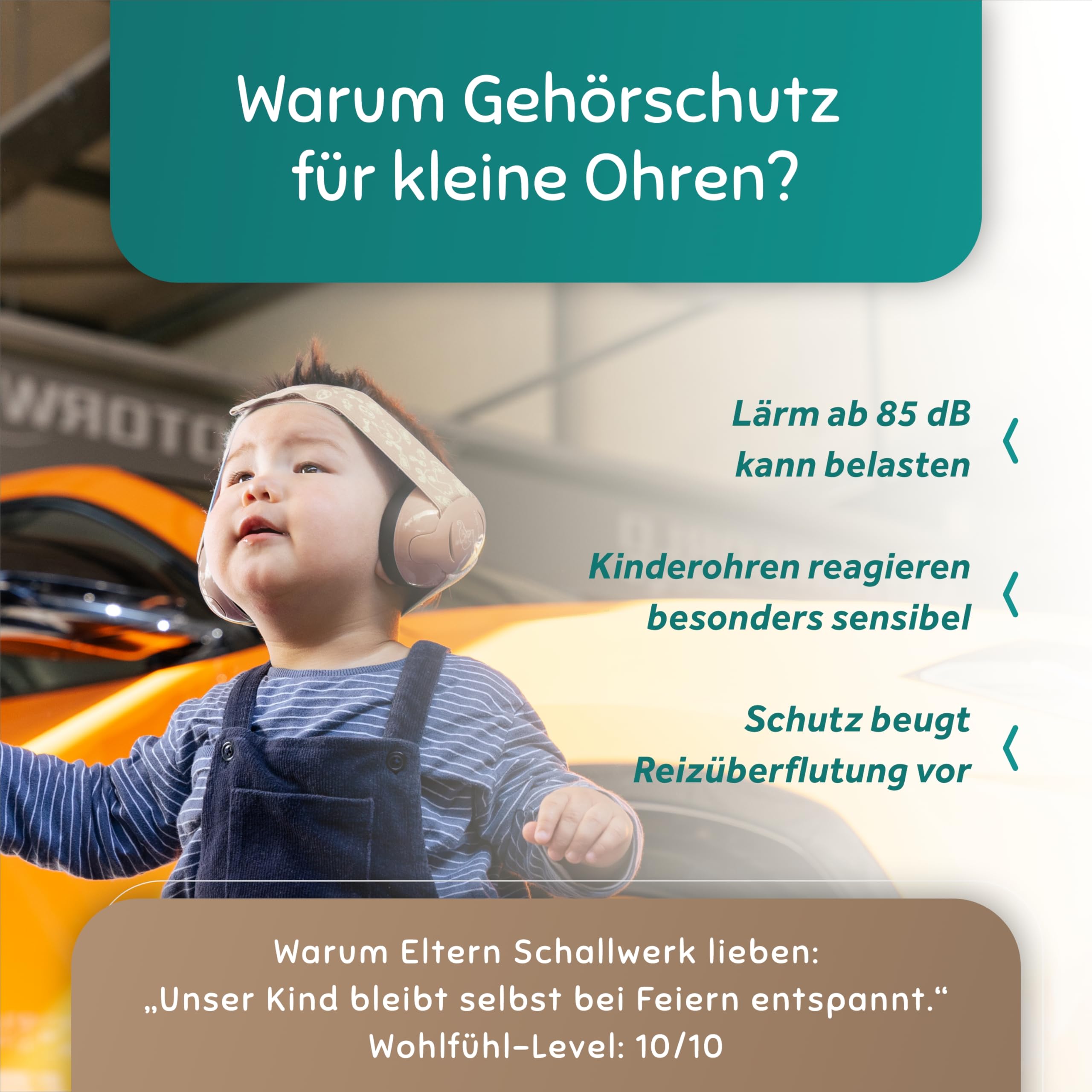 Schallwerk ® Mini+ Gehörschutz Baby & Kinder – Lärmschutz Kopfhörer für Kleinkinder – Hochwertige Ohrenschützer & Hörschutz speziell für Babys