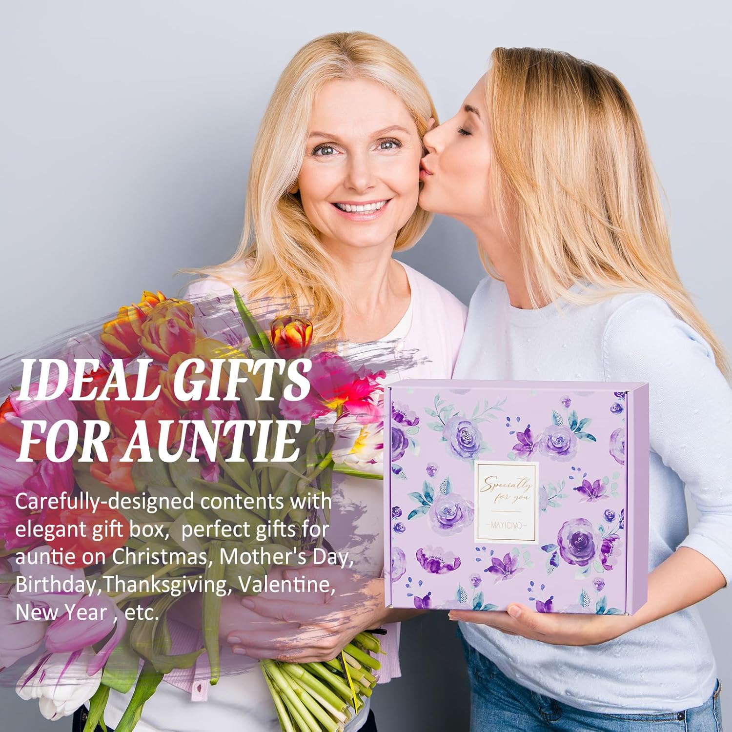 Aunt Gifts from Niece Nephew, Christmas Gifts for Aunt Auntie Gift, Best Aunt Ever Mothers Day Birthday Gift Basket for Auntie Aunts New Aunties with 20Oz Tumbler Canvas Tote Bag - Image 2