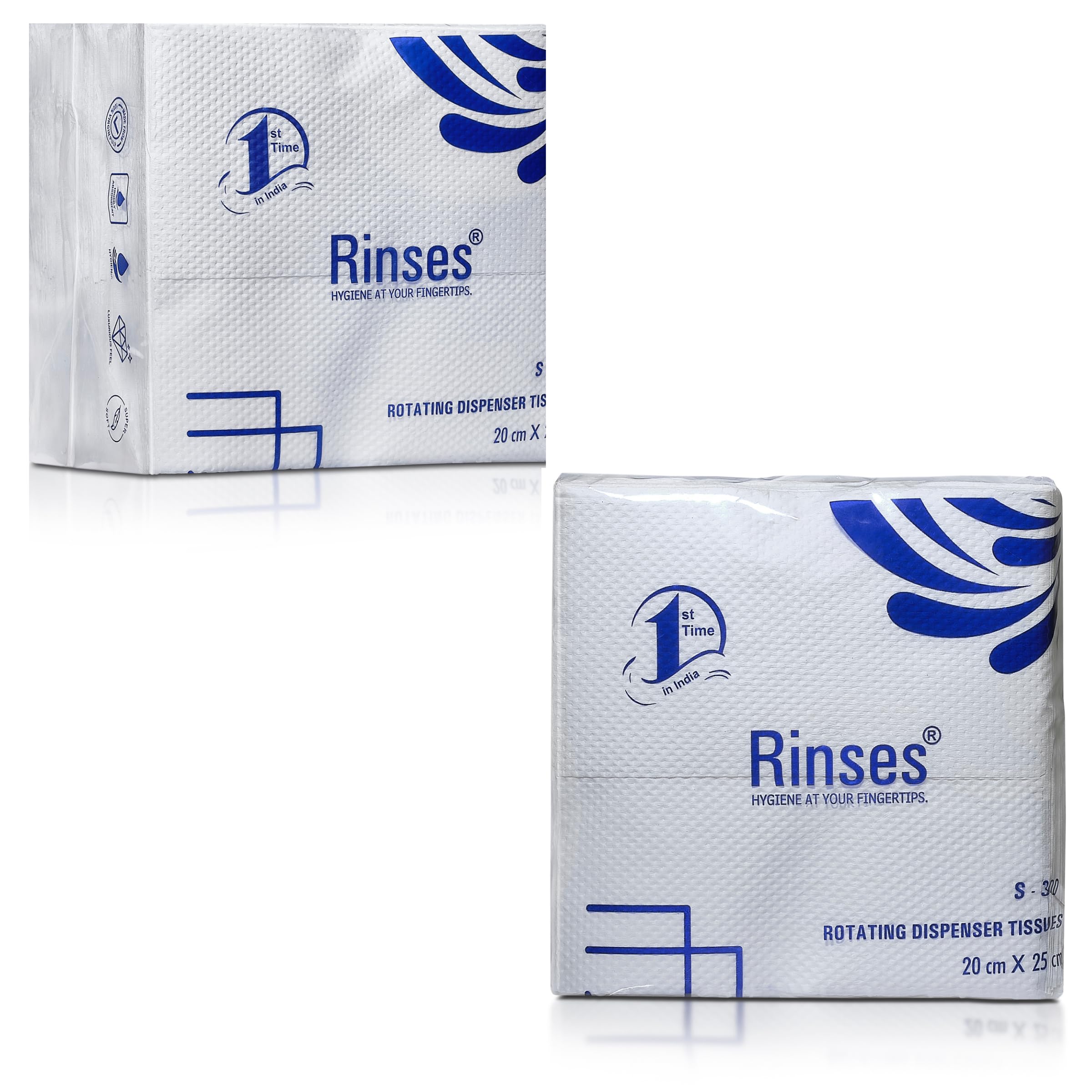 Rinses Rotating Table Top Dispenser Box & 2 Tissue Pack Combo | Napkin Holder | Acrylic Rotating Tissue Paper/Towel Holder for Dining Table, Kitchen, Restaurant Hotel, Office, Home (Color-White) 2