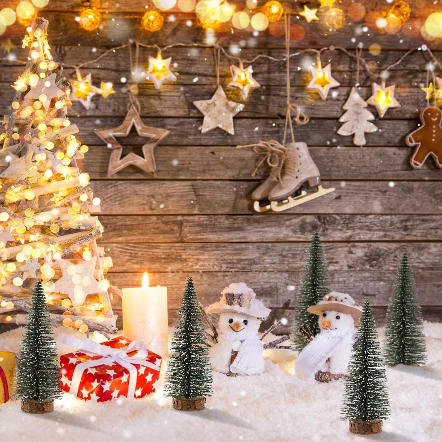 10Pcs Mini Christmas Tree Snow Snow Frost Trees Bottle Brush Winter Ornaments Tabletop for Christmas Party Home Decoration (15cm) - Image 3