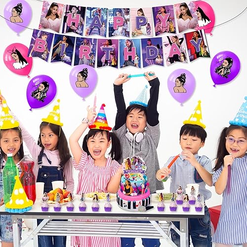 Miniatura 4 de Ariana Grande - Decoraciones de fiesta de cumpleaños para niños y niñas, suministros de fiesta de superestrella, recuerdos de decoración, incluye