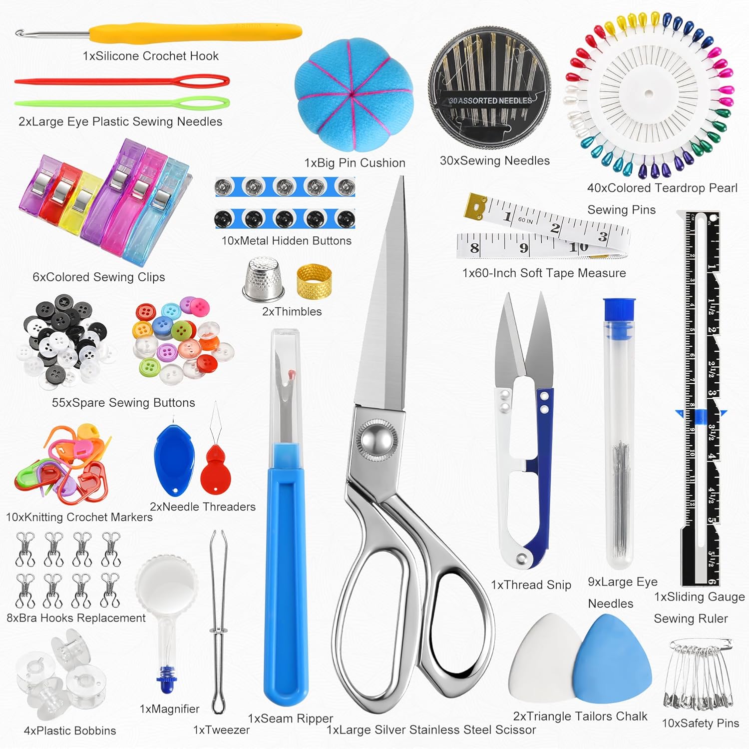 Baryfokwo Sewing Kit for Adults with Ultra Sharp Fabric Scissors, 242 Pcs Newly Upgraded Portable Travel Sewing Kit Professional Hand Needle and Thread Kit for Beginners Home Travel - Image 2