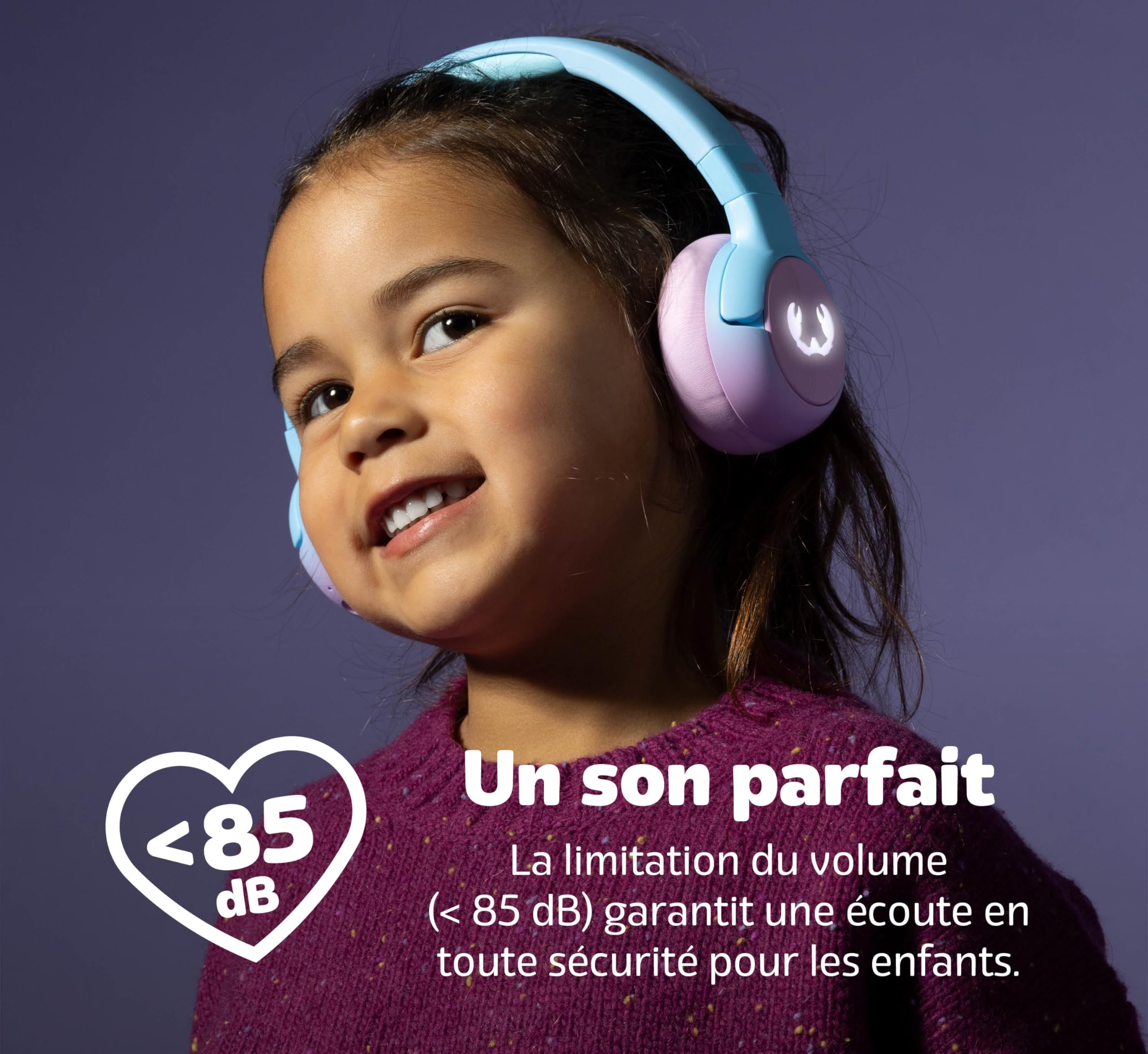 Fresh 'n Rebel Junior Code, Wireless Bluetooth Headphones For Kids, Safe Sound (<85dB), Connect 2 Headphones, Stickers Included, LED Light Effects. 48h Battery Life (Funny Fox - View #4