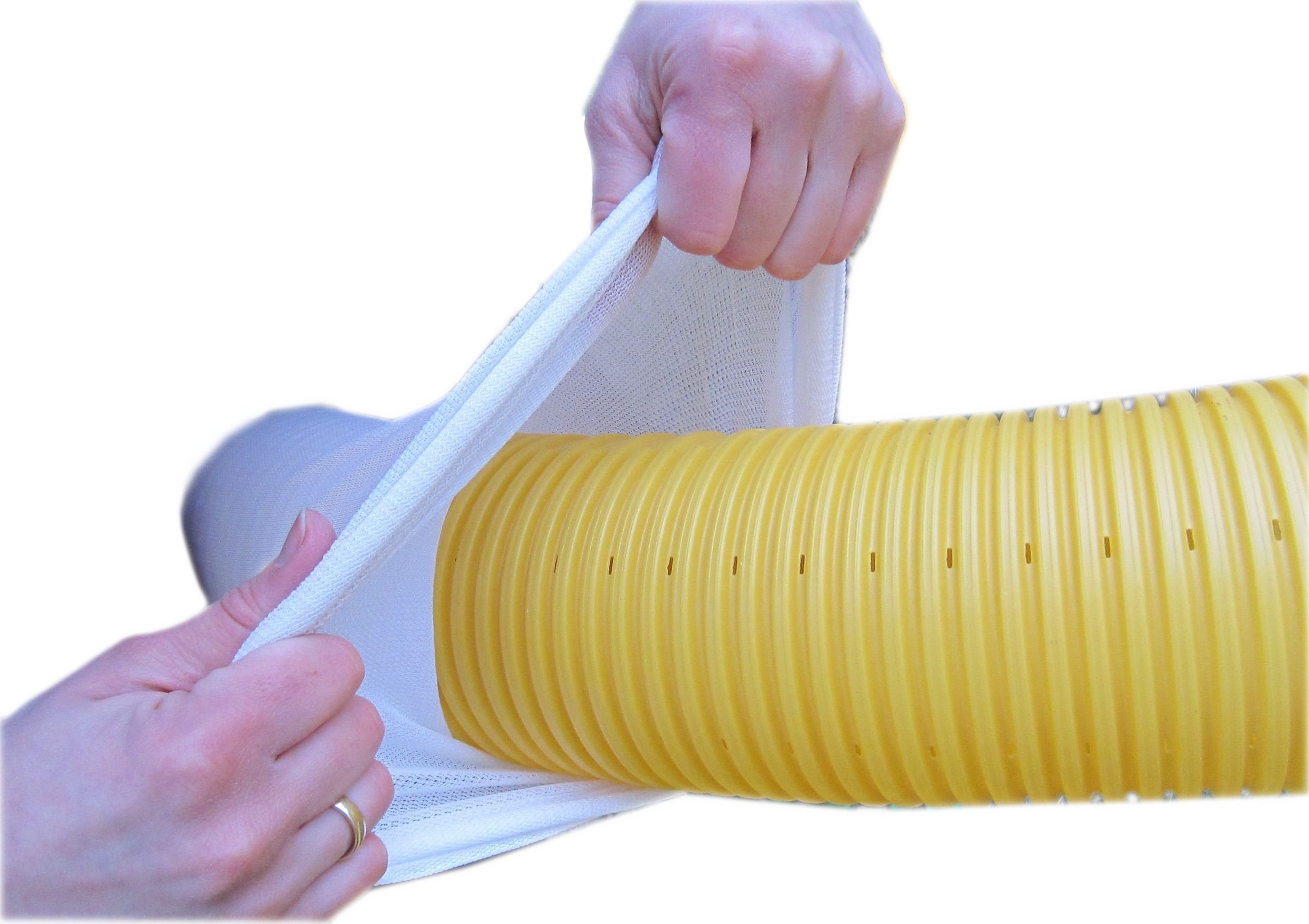 Wetzel Filtre de drainage 20 m pour tuyau de drainage DN100 – Protection longue durée pour votre système de drainage en tissu non tissé, blanc, naturel, simple