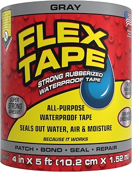 Flex Tape Rubber Waterproof Tape, 4" x 5, Gray