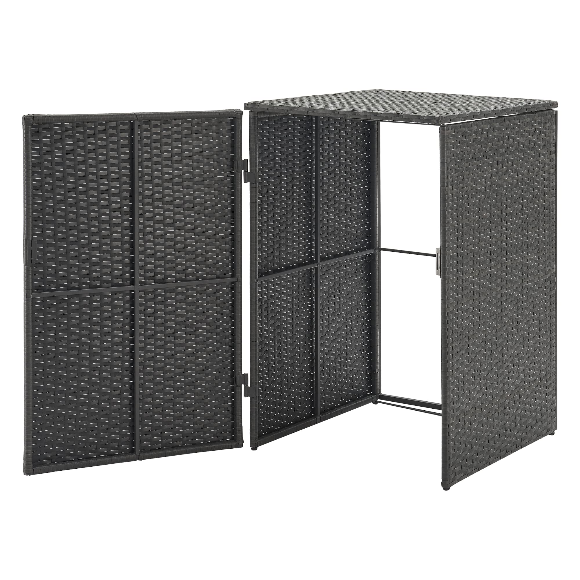 Cache Poubelle Solide Abri Extérieur pour 1 Conteneur à Ordures et Déchets de 240 L Porte à Fermeture Magnétique Acier Polyrotin 109 x 70 x 78 cm Gris Foncé