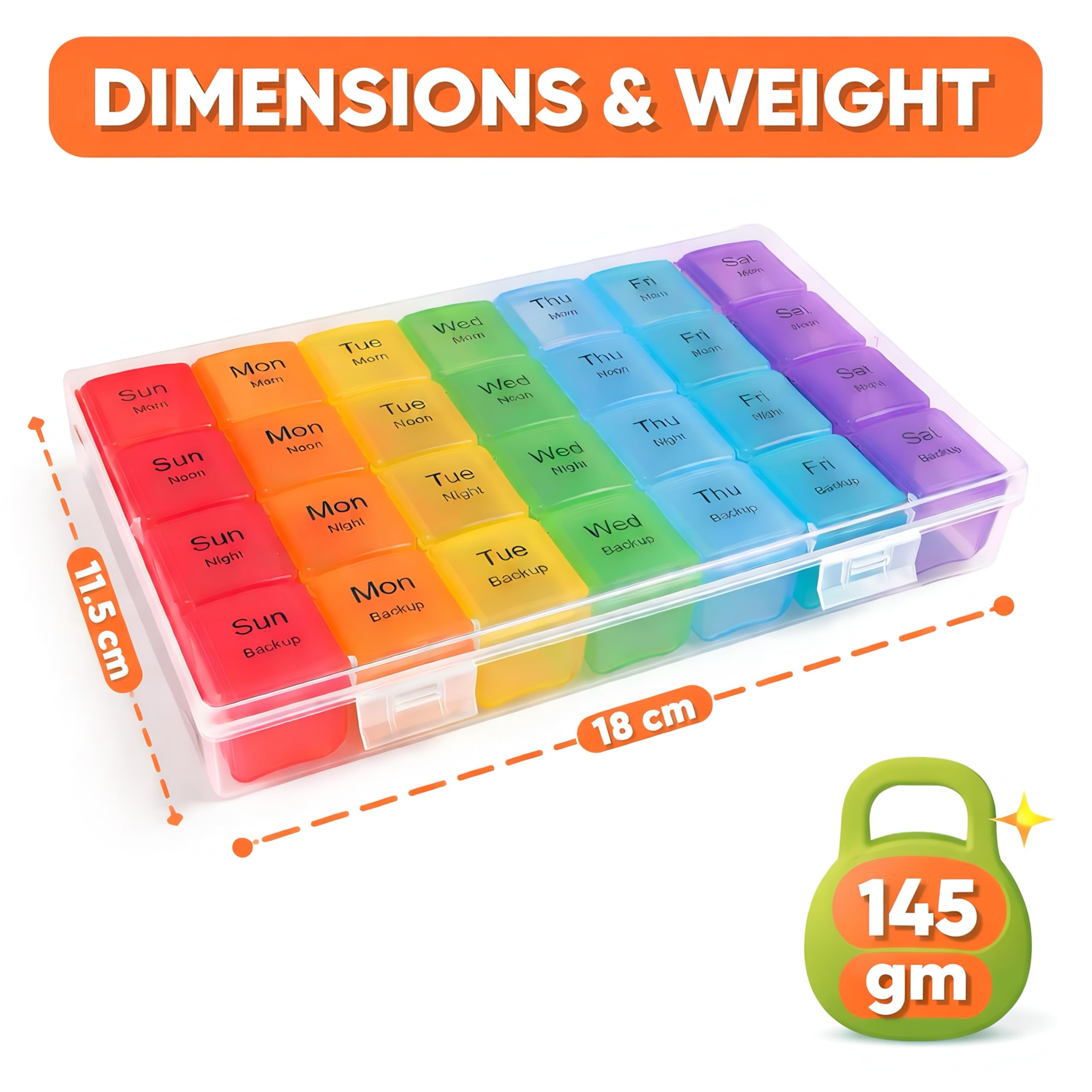 JimXen Weekly Pill Organizer 7 Day 4 Times | 28 Slots Large Medicine Box | Moisture-Proof, BPA-Free Tablet & Vitamin Storage Case | Portable Daily Pill Planner for Home, Office & Travel (4 Times 7 Day)