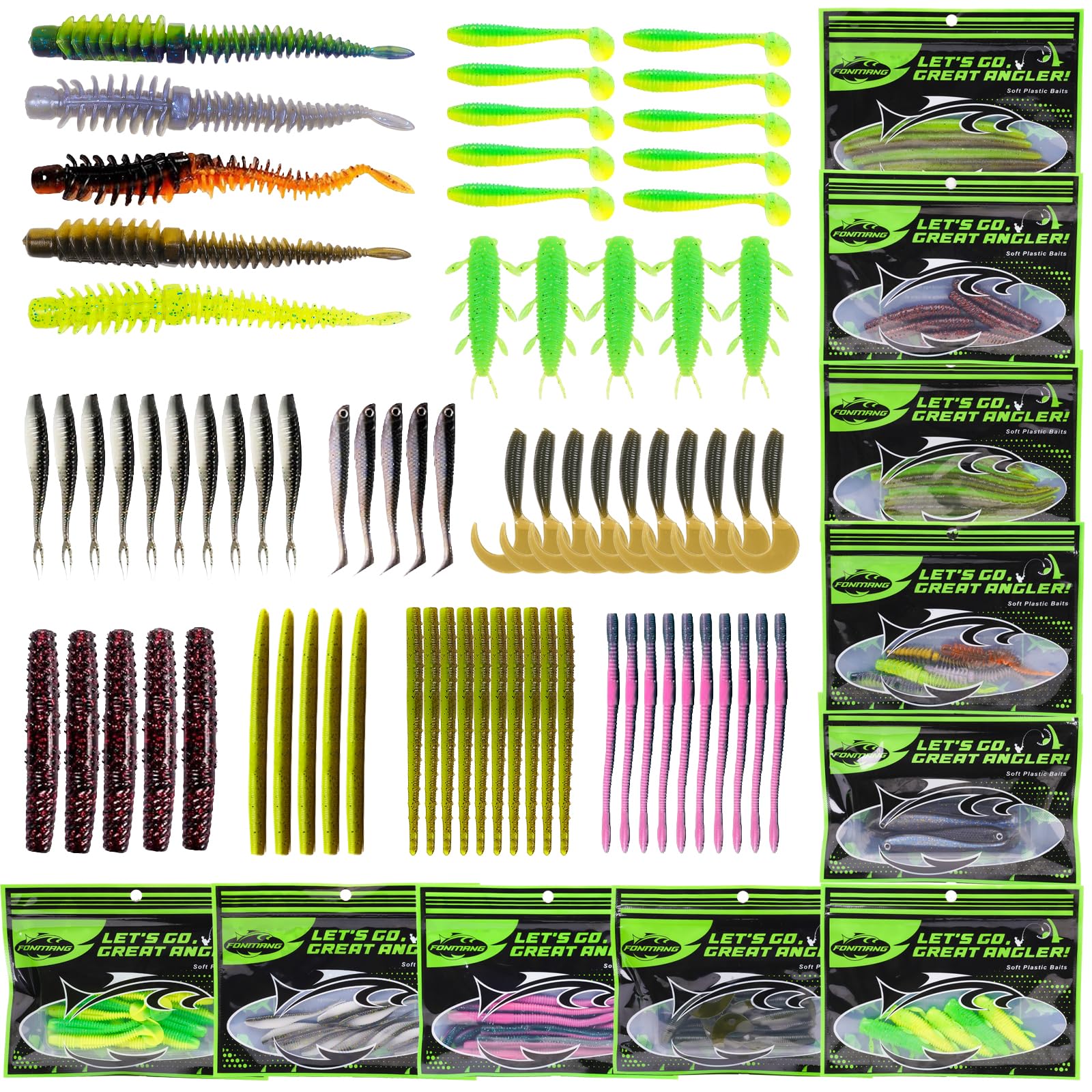 FONMANG Fishing Lures - Tackle Box with Tackle Included, Fishing Kit with VIBs, Frogs, Minnows, Soft Baits, Hooks &amp; Weights Accessories, Freshwater Lure Kit for Bass Walleye Trout