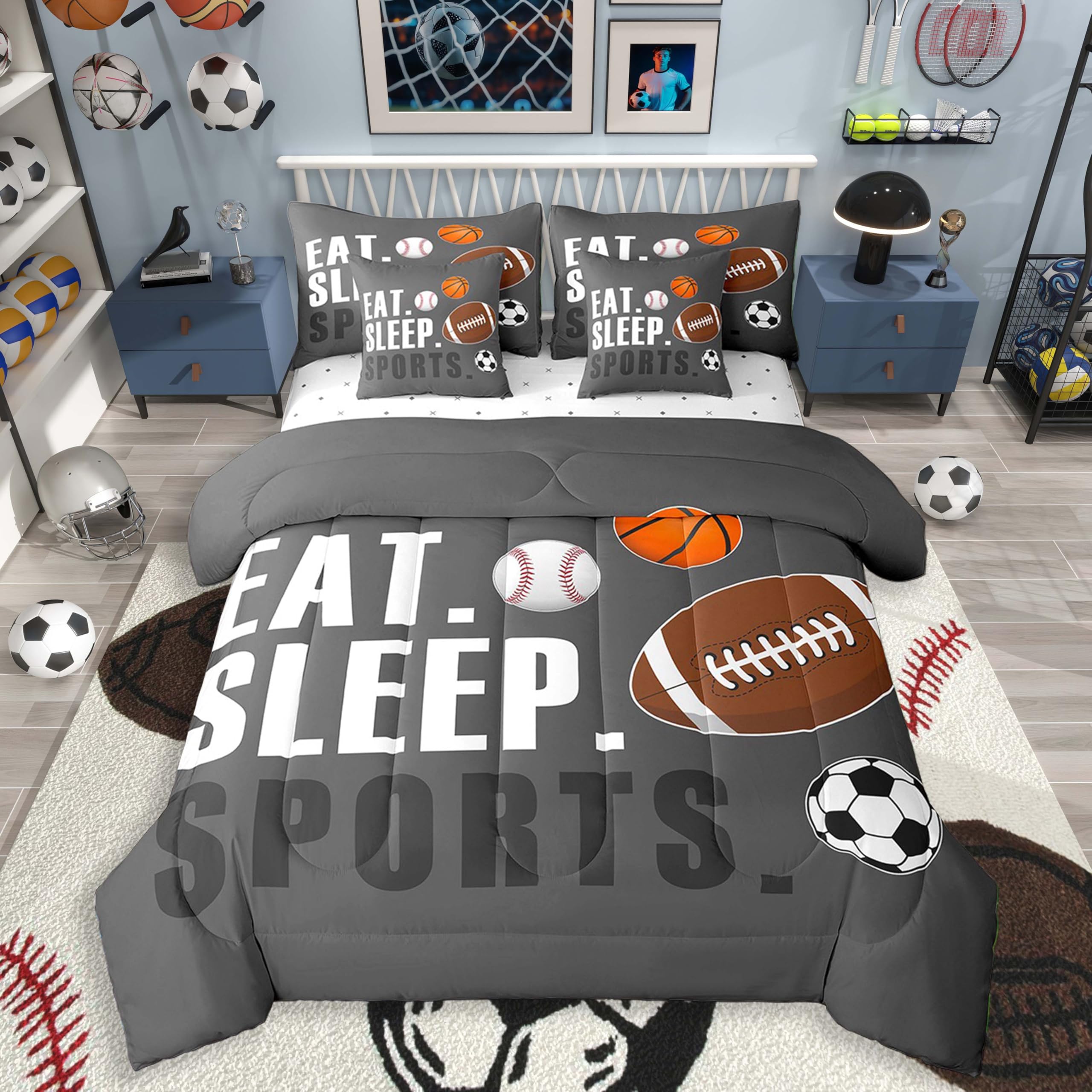 Feelyou Sports Comforter Set Twin Size Kids Boys Girls