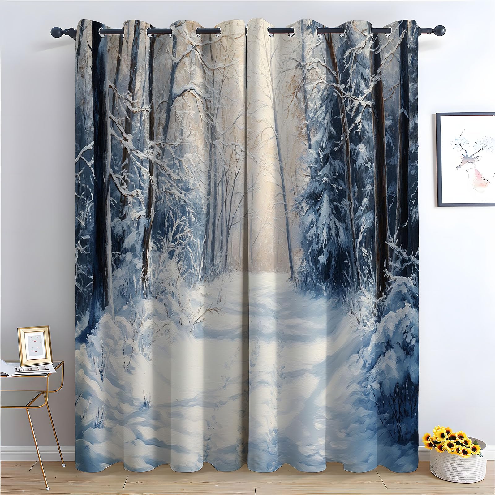 WQBQKKX Abstract Line Curtains for Living Room Bedroom Winter Thermal Insulated Curtains Print Pattern Room Darkening Window Drapes for Bedroom Living Room-52 W x 96" L (Pack of 2)