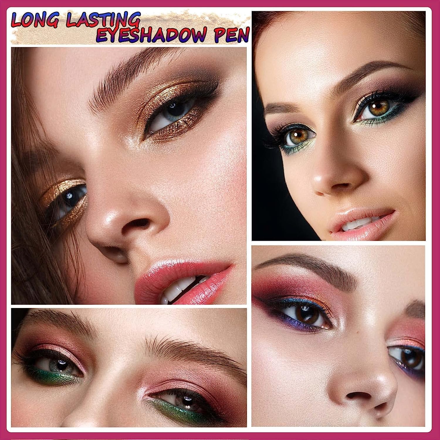SAUBZEAN Sombra de ojos marrón en barra de maquillaje, iluminador en crema, lápiz de sombra de ojos, impermeable, hipoalergénico, de larga duración, crayón mate, paleta de imprimación con purpurina,