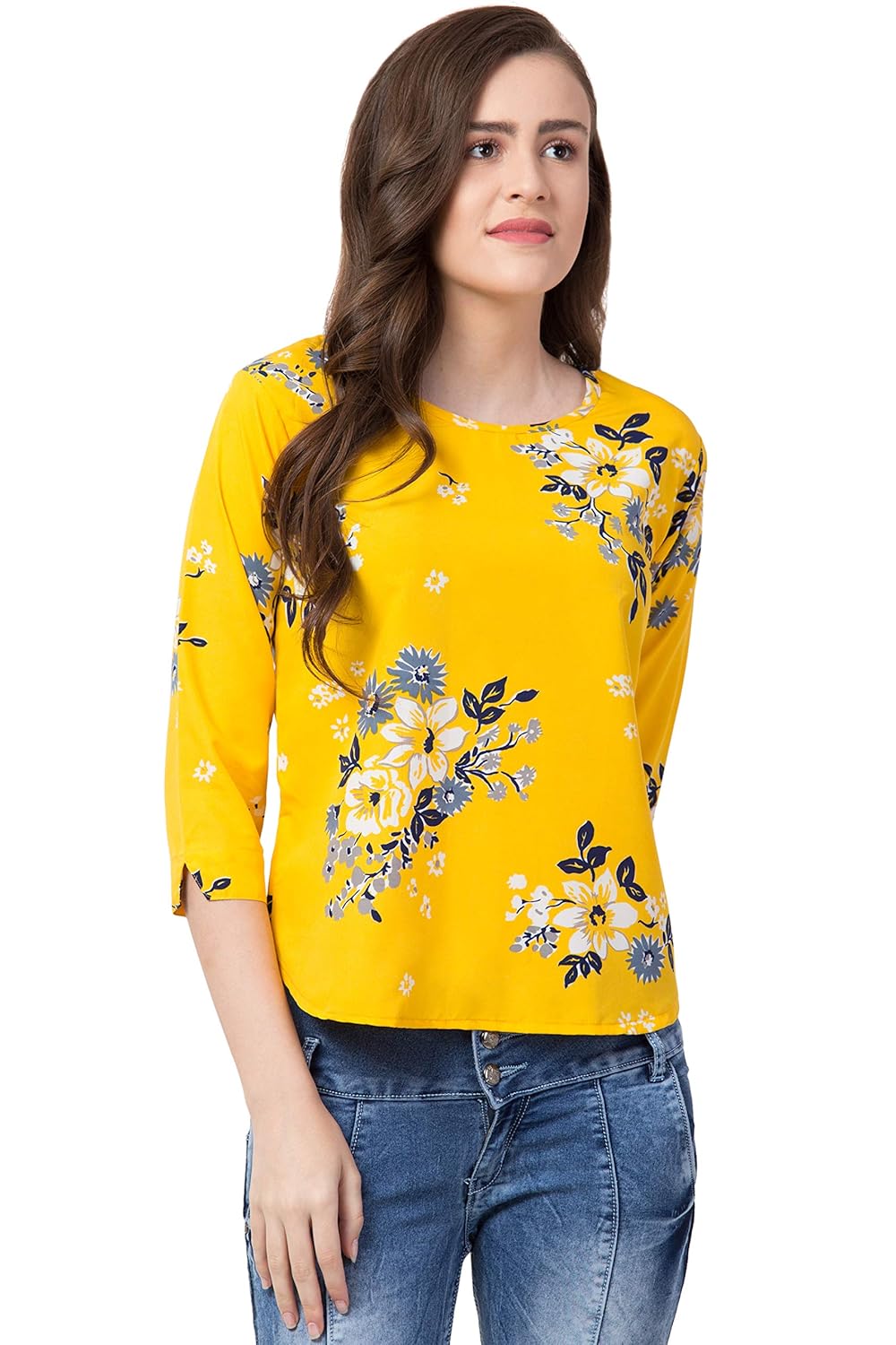 Yellow print top Clearance