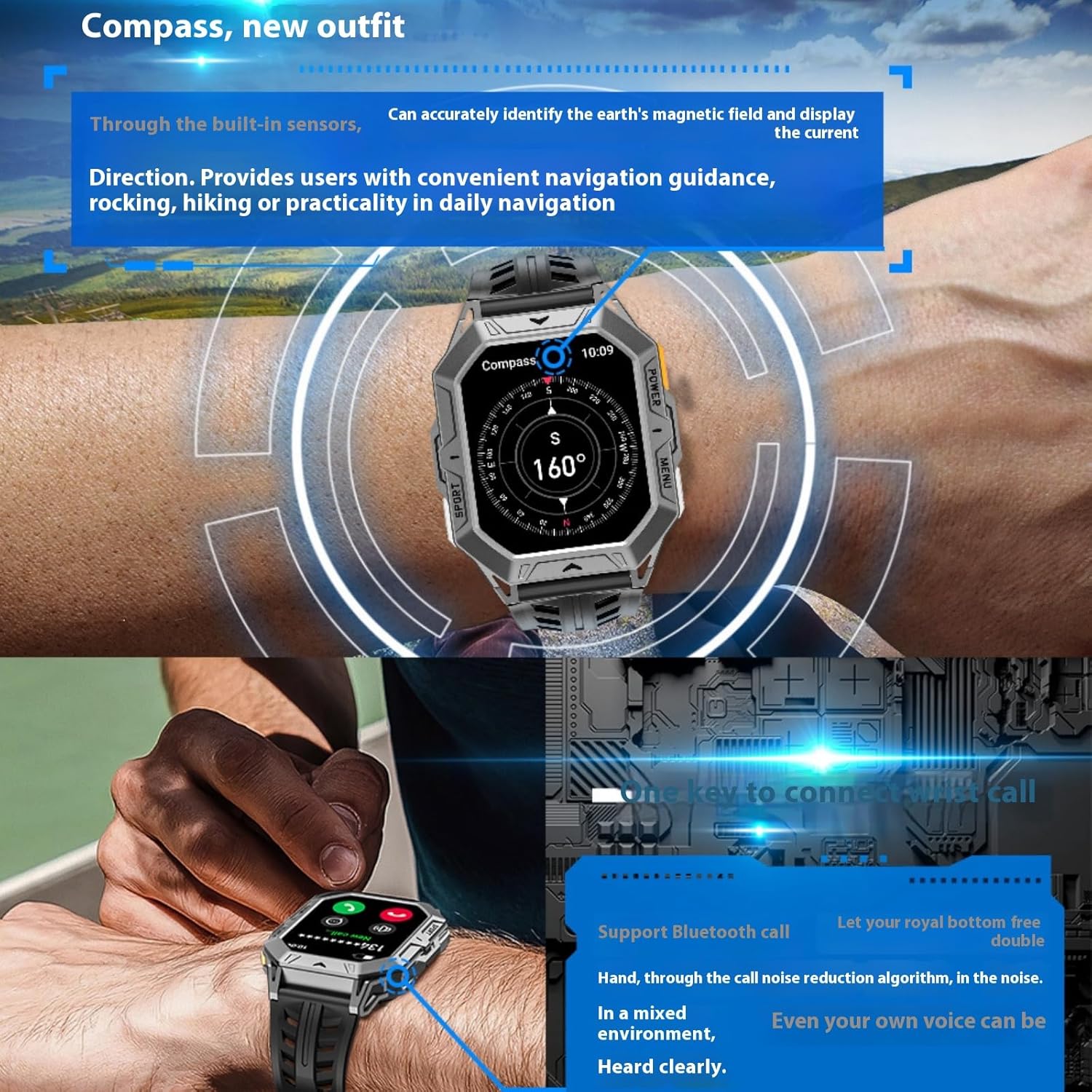 X1Pro Smartwatch compass and Bluetooth call features