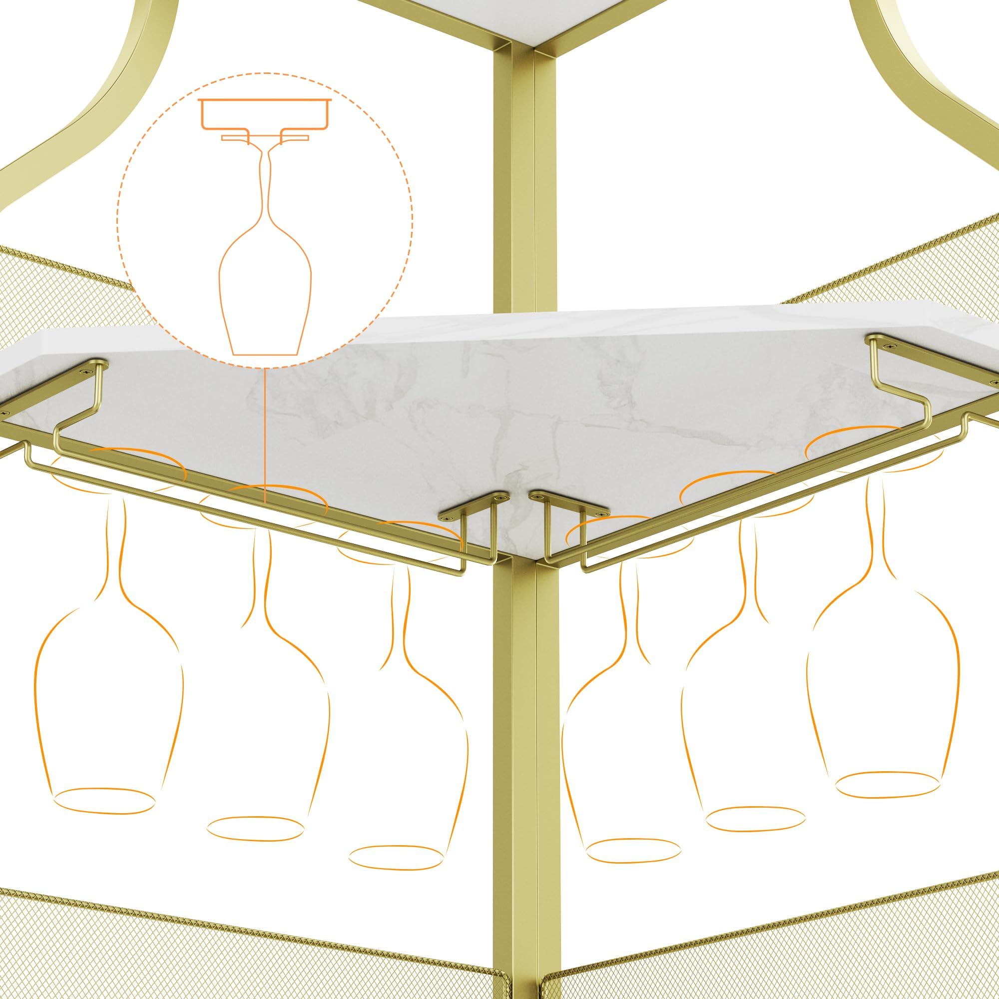 GarveeLife Armoire à Vin d'angle avec Casier à Bouteilles Amovible, Armoire Bar d'angle à 5 Niveaux avec Porte Coulissante Et Porte-Verres, Buffet De Style Fermier Et Bar d'Intérieur, Brun Rustique