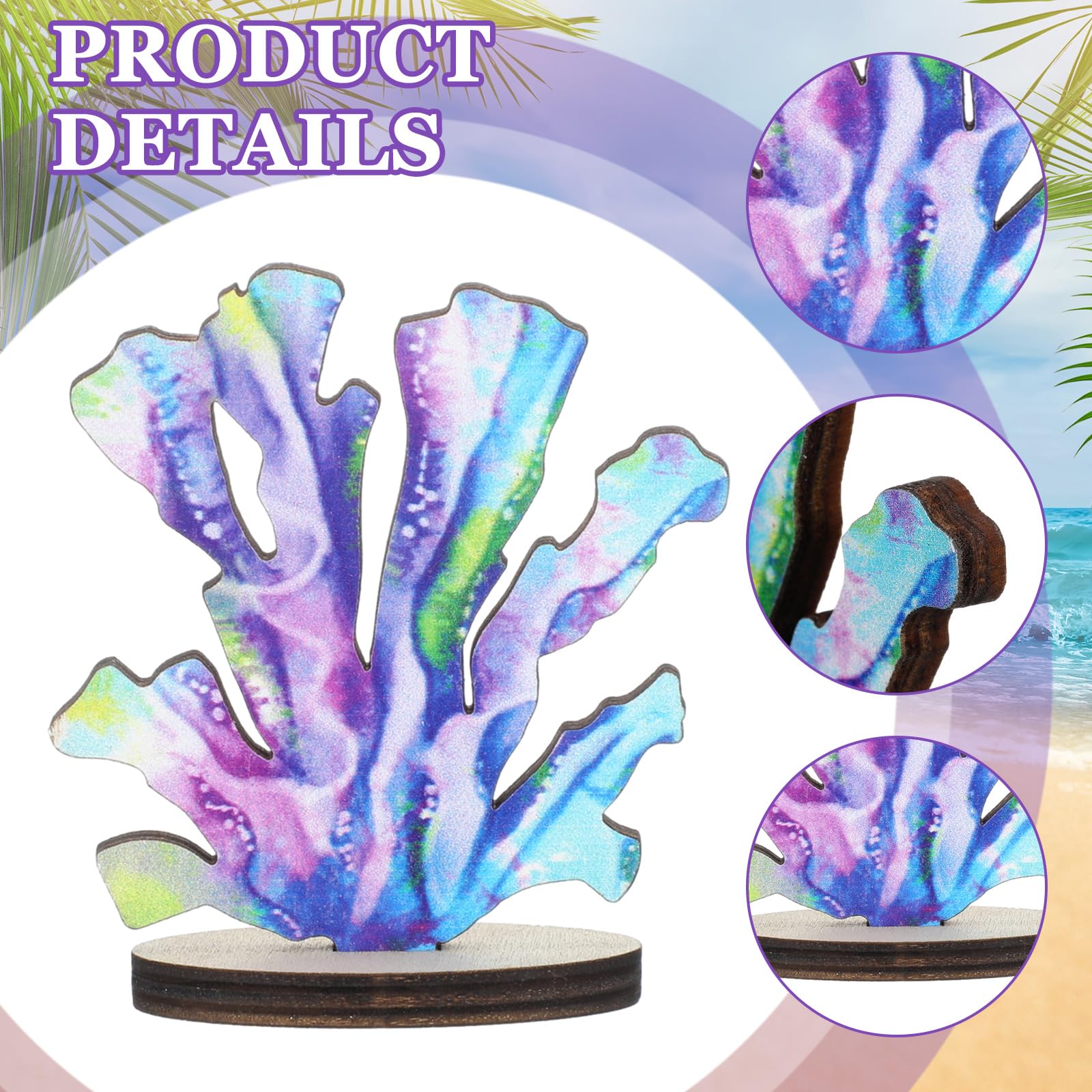 Beeveer 16-Piece Mermaid Party Decorations – Wooden Table Centerpieces For Under The Sea Theme - View #7
