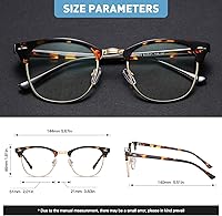 Vista 86 de Lentes Aomaste con bloqueo de luz azul, retro, con semi montura, UV400, lentes transparentes para computadora, unisex