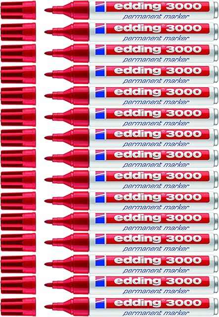 edding 3000 markerów permanentnych (15 pisaków, czerwony)