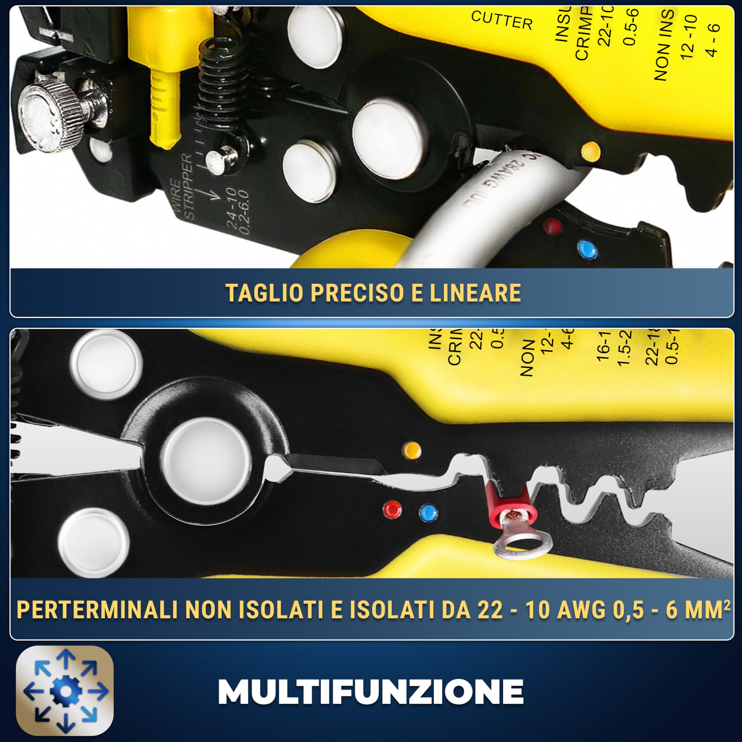 S&R Pinza Spelafili Automatica 205 mm 3 in 1 AWG 24-10 (0,2-6,0 mm²)