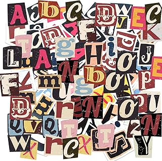 GWAWG 104Pcs Lettre Autocollante Vintage, Lettre Autocollante en Imperméable, Autocollant
