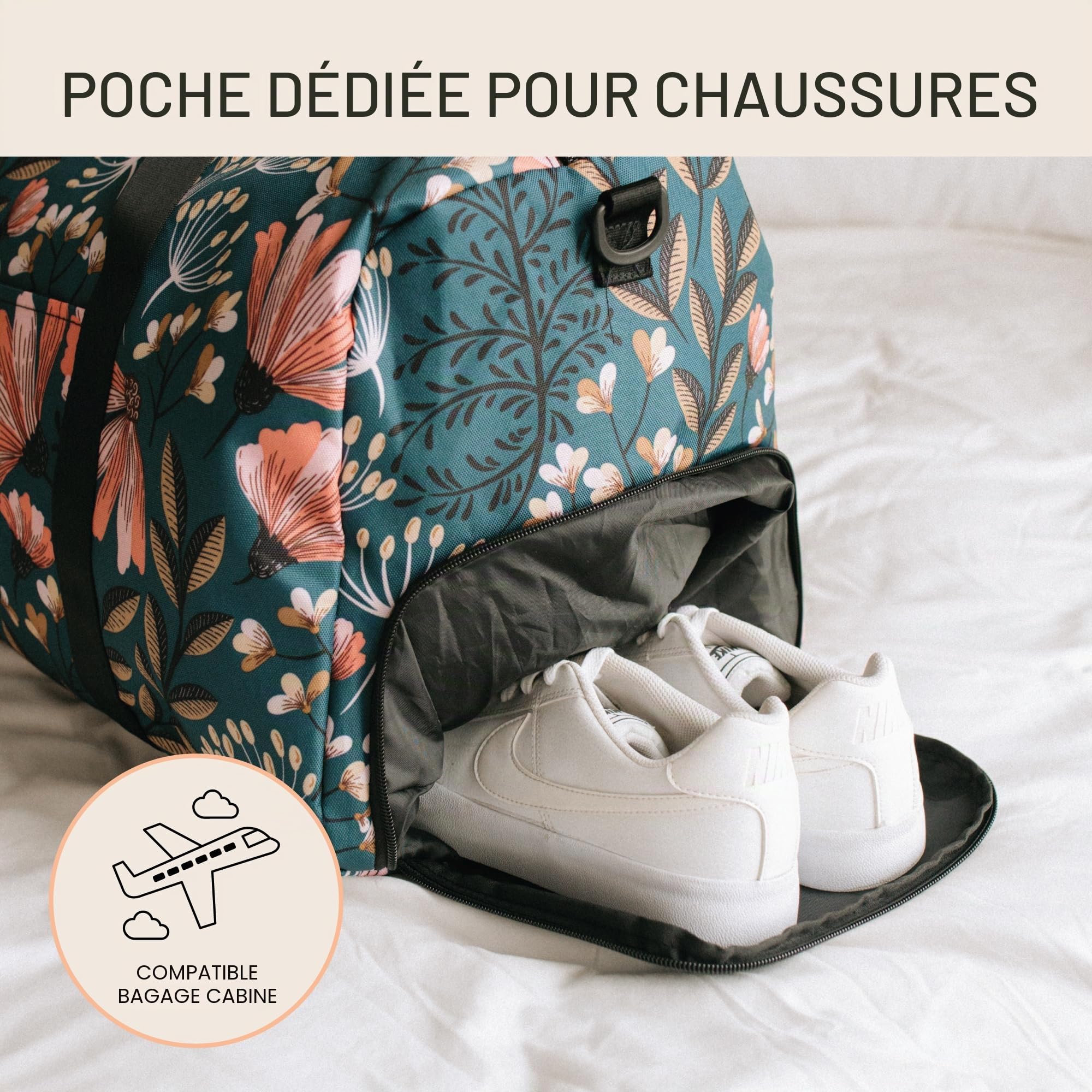 Jadyn B Weekender Bag - 56 cm./ 52L - Sac de Voyage/Sac de polochon/Sac de Sport/Gym avec Poche à Chaussure