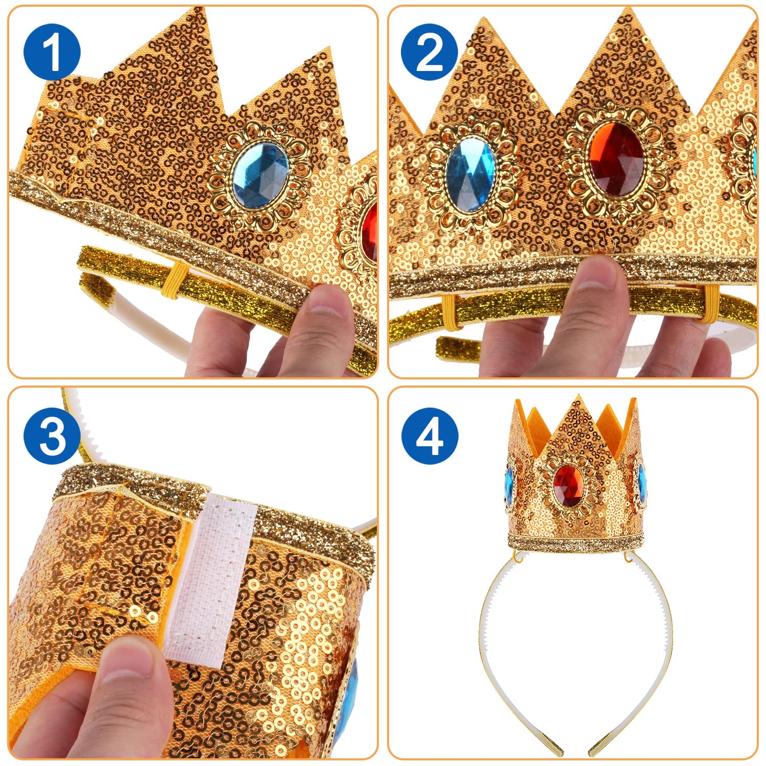 RNHDLY Princess Peach Costume Accessories 4 Pieces Women's Set including Crown, Earrings, Gloves - Image 3