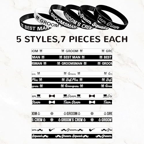 Miniatura 3 de Regalos de propuesta de padrinos de boda, regalos de despedida de soltero, decoraciones para hombres, paquete de 7 pulseras de silicona (padrino de