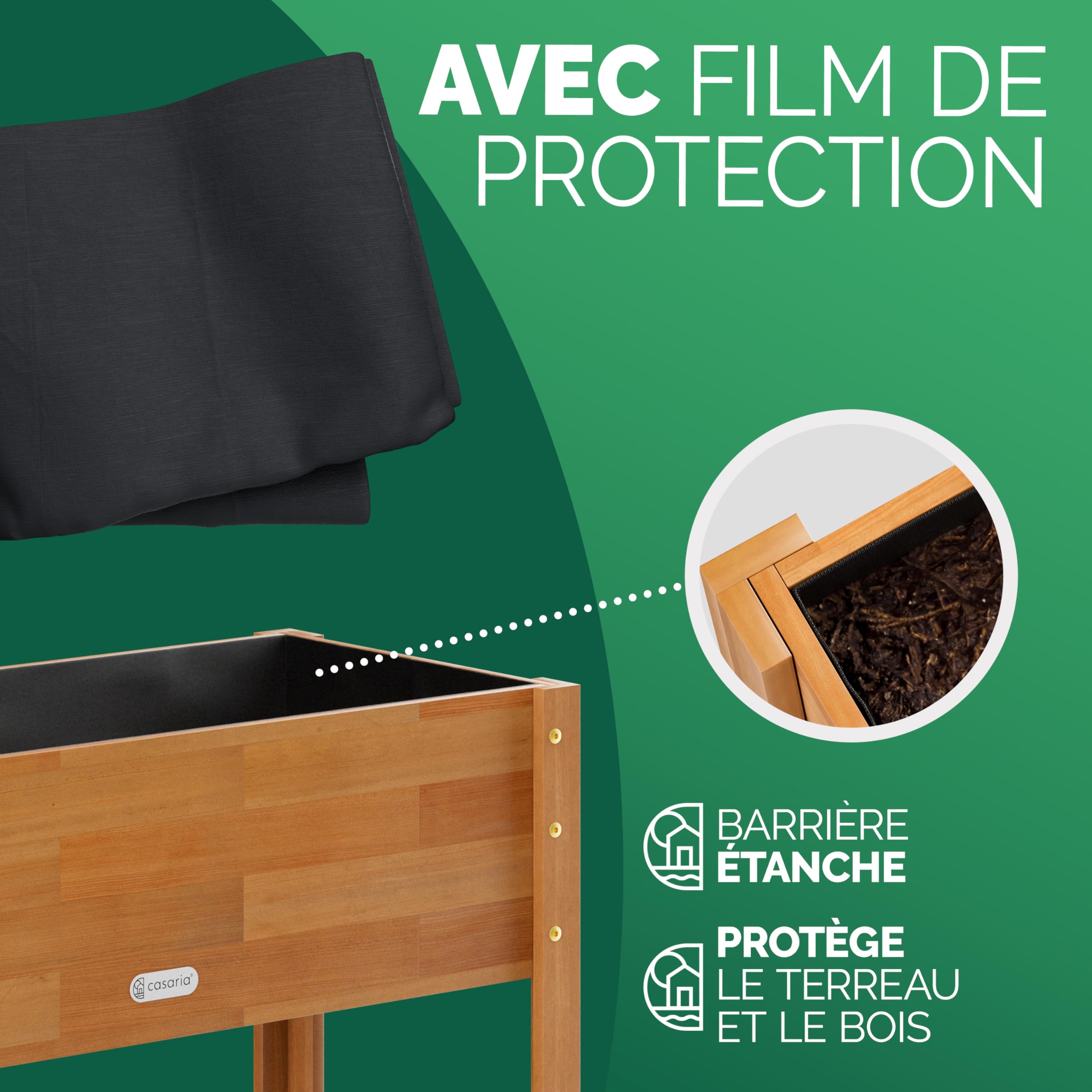 Casaria® Jardinière surélevée en Bois d'Acacia FSC® - Carré Potager sur Pieds pour Balcon, Jardin - 100x40x84 cm - Caisson de Plantation pour Herbes aromatiques, Fleurs, Légumes - Solide et Résistant