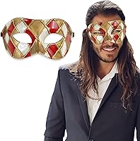 Vista 43 de Masquerade Mask For Men - Antique Look Mask for Halloween, Venetian Party, Masquerade Party, Mardi Gras, & Prom Azul / dorado medio cuadros