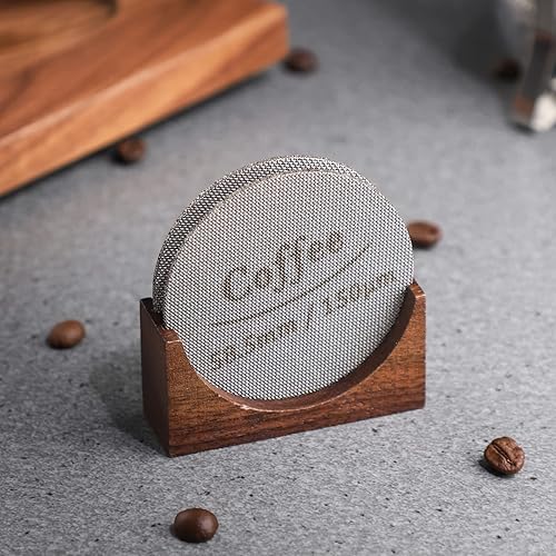 Miniatura 4 de Filtro de café de acero inoxidable con pantalla de disco de espresso de 2.106 in Filtro de café profesional barista de 150 m con soporte para cesta