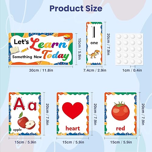 Miniatura 2 de D-FantiX Juego de 58 tablones de anuncios del alfabeto y números, tarjetas educativas de manuscritos para preescolar, números del alfabeto de