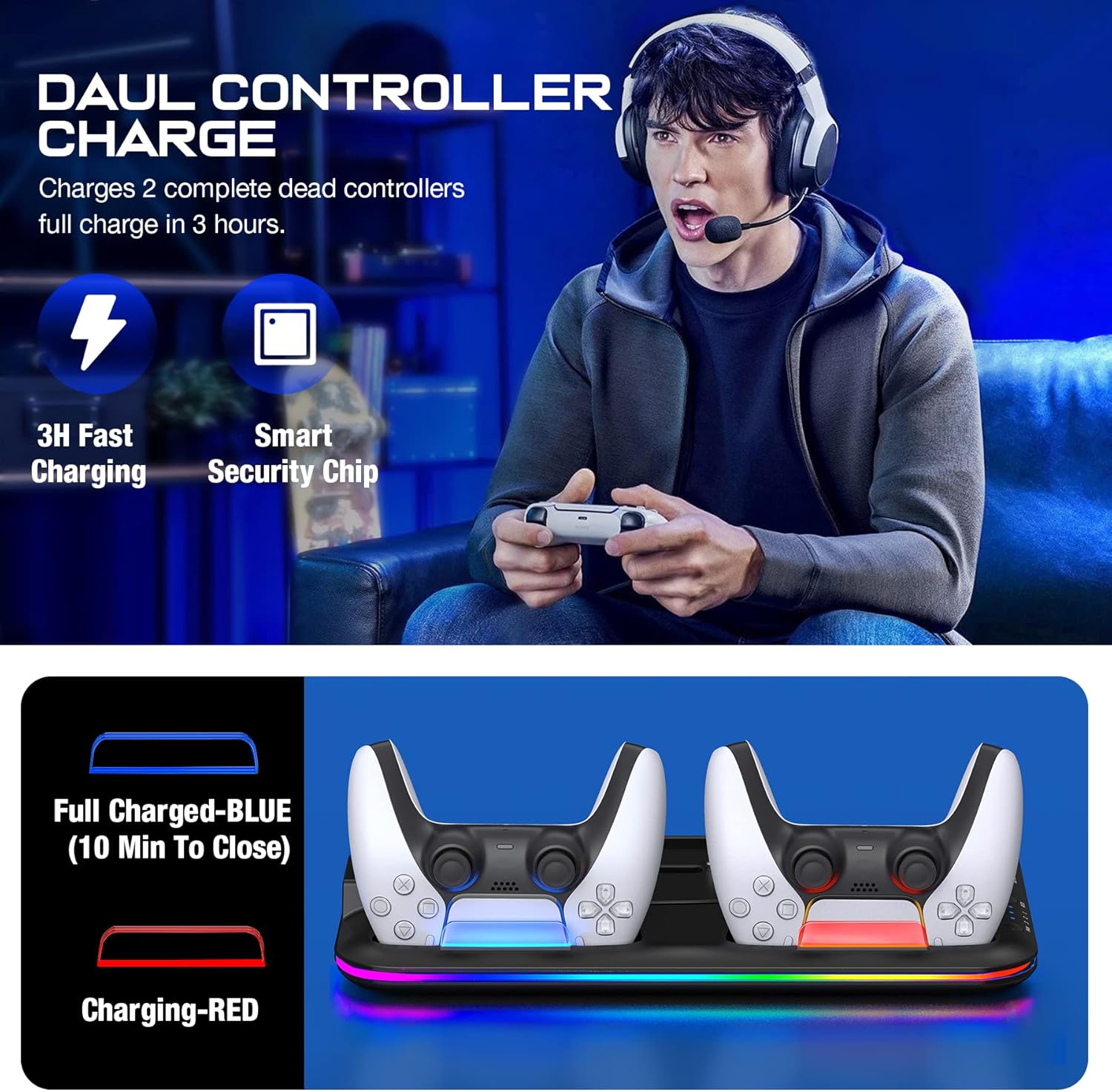 Buy PS5 Stand with Cooling Fan and Dual Controller Charger Station for