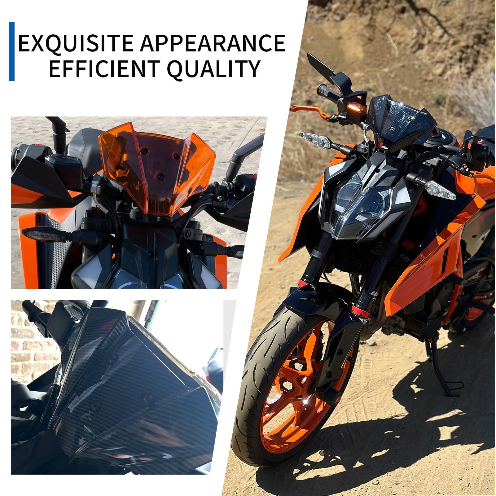 Parabrezza per moto Parabrezza Deflettore antivento Parabrezza Visiera Visiera Replacement for K&T&M DUKE 125 DUKE 250 DUKE 390 2024 2025 Accessori per modifiche (Fumo nero)