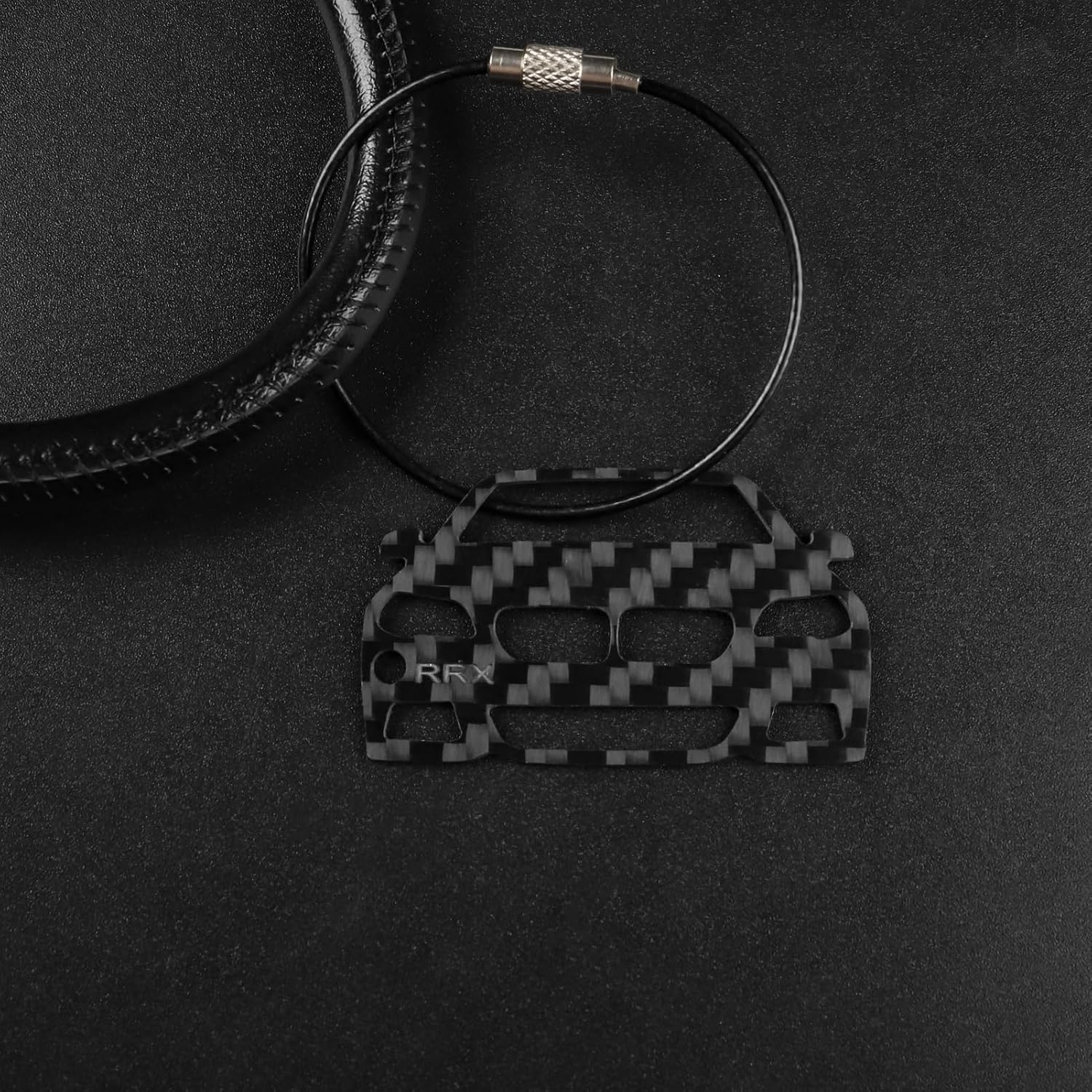 Genuine Carbon Fiber Creative EDC Car Keychain Compatible with BMW 5 Series F10 2011-2016 2012 2013 2014 2015 Leather Key Ring CNC Precision Cut Gift for Car Enthusiasts
