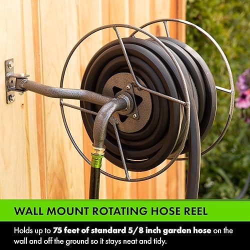 Miniatura 2 de Yard Butler Carrete de manguera giratorio soporte de manguera de jardín soporte de pared resistente con pivote de 90 grados - ISRM-90