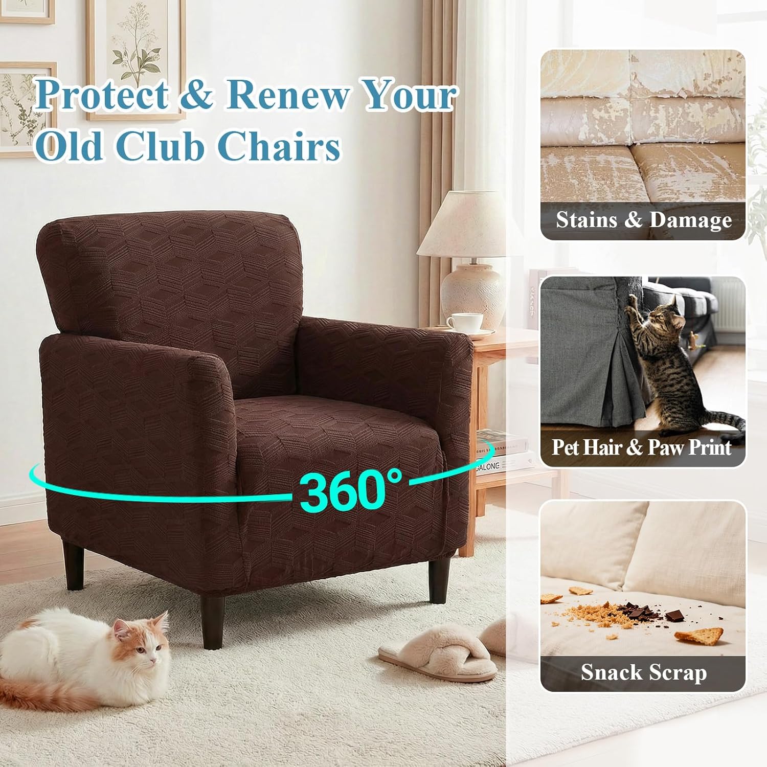LiveGo Stretch Banquet Armchair Covers, Soft Jacquard Accent Chair Cover with Arms, Armchair Slipcovers Furniture Protector Machine Washable for Living Room Office Reception Reading Chair Sofa