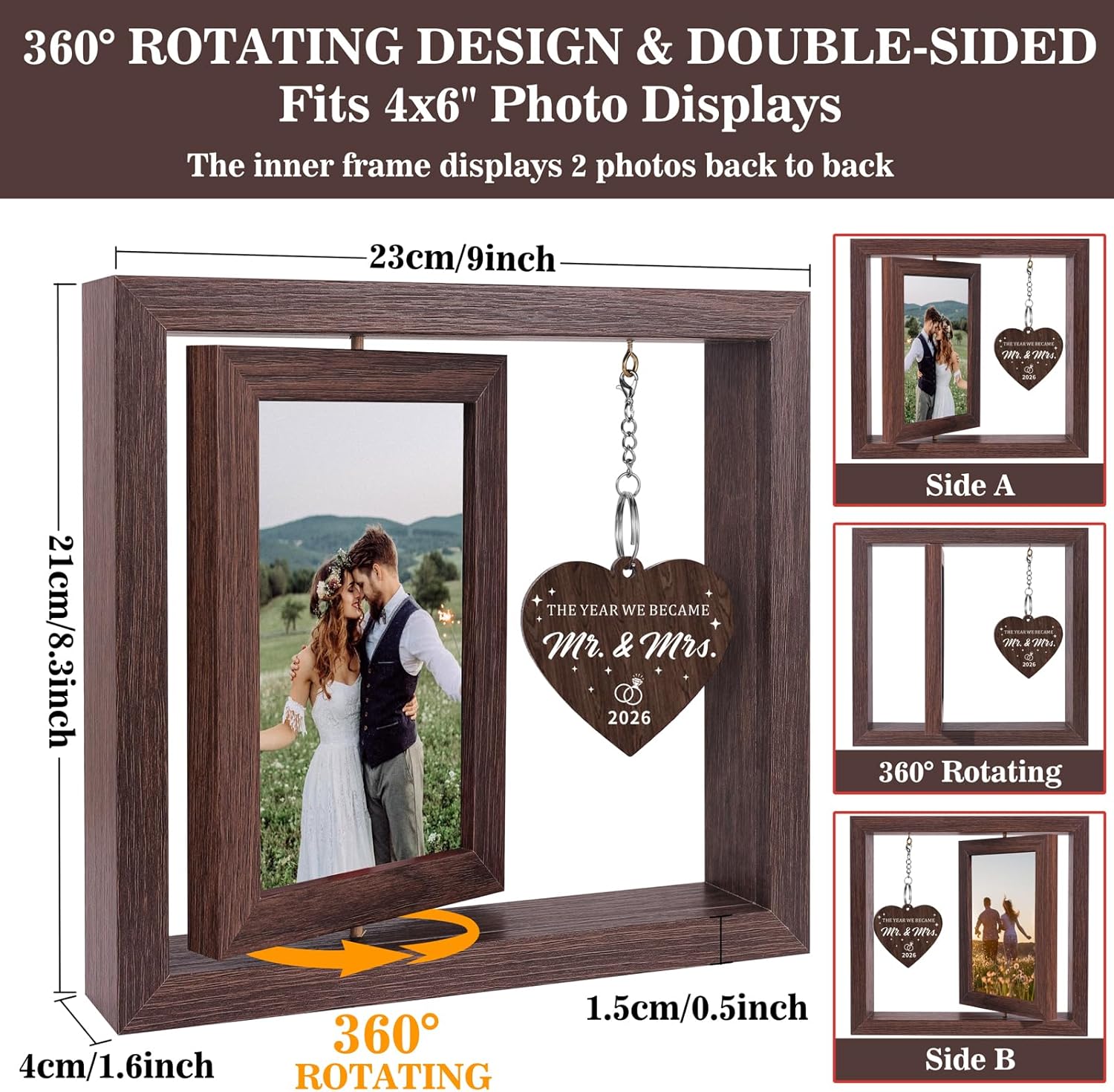 Wedding Gifts for Couples 2026, Mr and Mrs Gift Picture Frame 4x6, Bridal Shower Gift for Bride Wedding Ideas for Newlyweds Just Married Wedding Presents for Newly Wed Couple