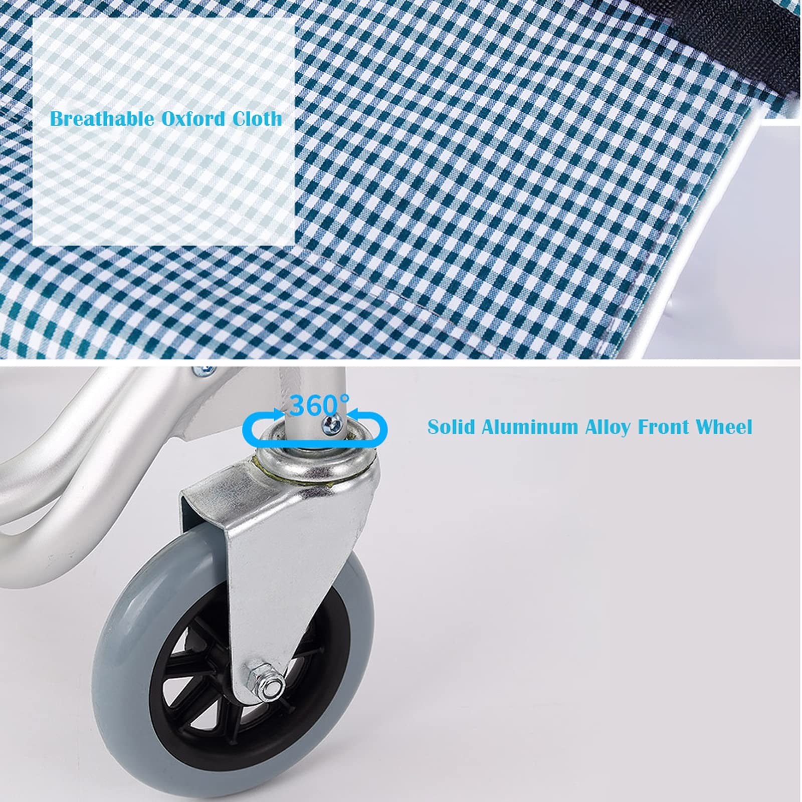 ultraligera Silla de ruedas Transporte plegable para sillas de ruedas Viaje ligero con ruedas Sillón de ruedas con Silla de ruedas Legress para los ancianos 18 "Asiento transpirable de tela de Oxford