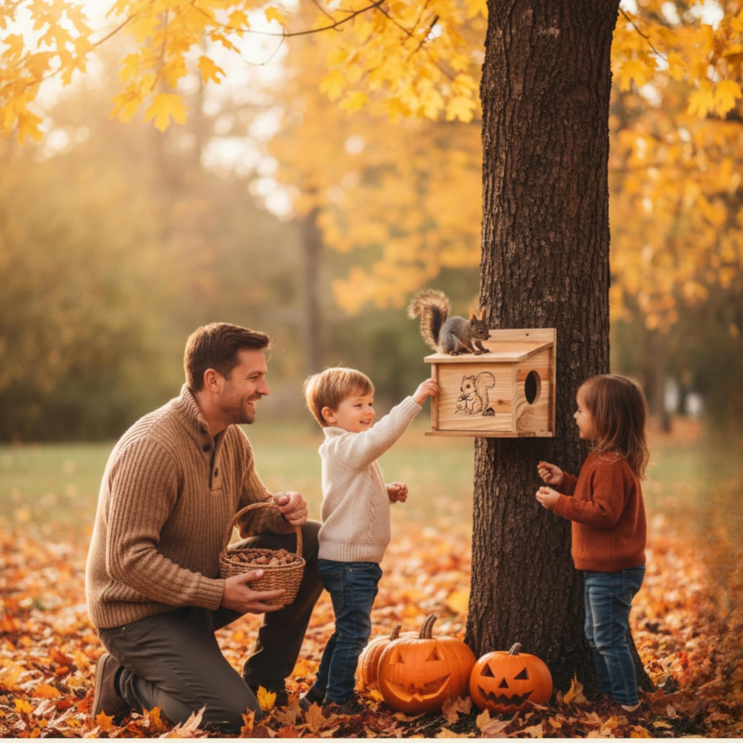 MrHN Small Size Squirrel House - Easy Assembly Squirrel Houses for Outside Nesting, Squirrel Nesting Box, Squirrel Boxes for Outside, Chipmunk Houses MrHN Basic