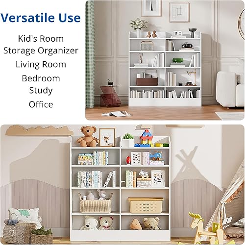 Miniatura 8 de Cozy Castle Estantería infantil de 5 niveles, armario de almacenamiento de juguetes de 10 compartimientos, estantería de peaje para dormitorio, sala