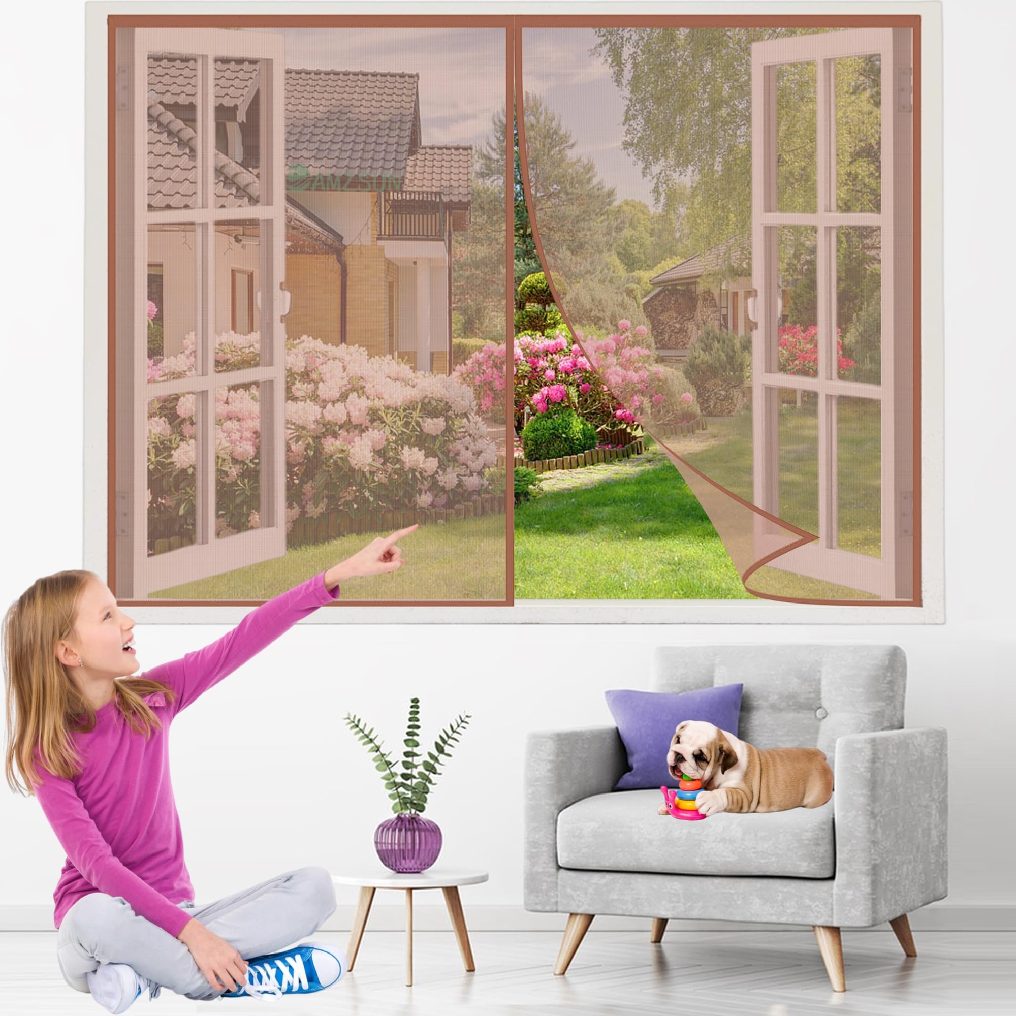 Rideau Magnétique Anti-Insectes 115 X 78 Cm Maille Ultra Fine Moustiquaire Sans Poinçon Pou Aimantée Moustiquaire Pour Fenêtres Porte, Gris