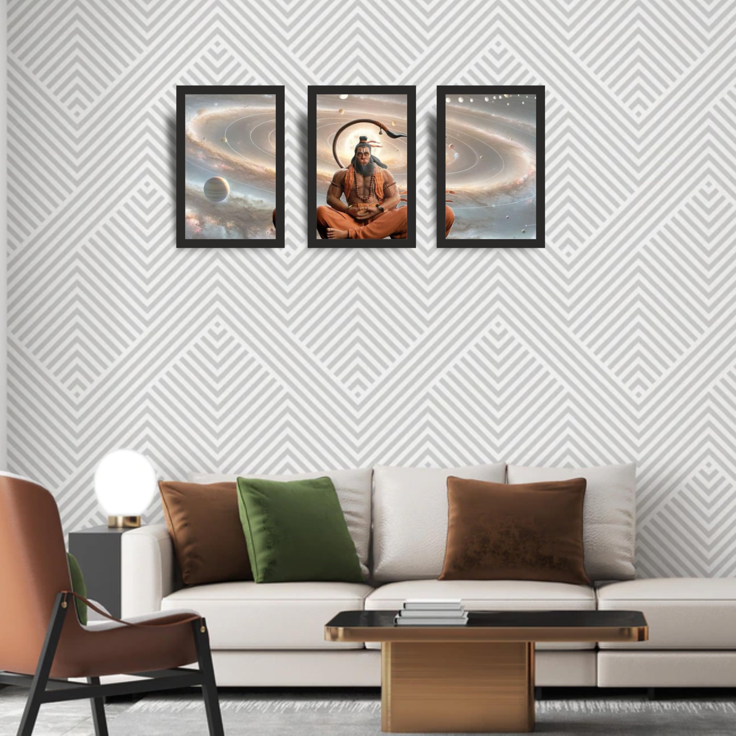 Meditative Hanuman Wall Art Set of 3