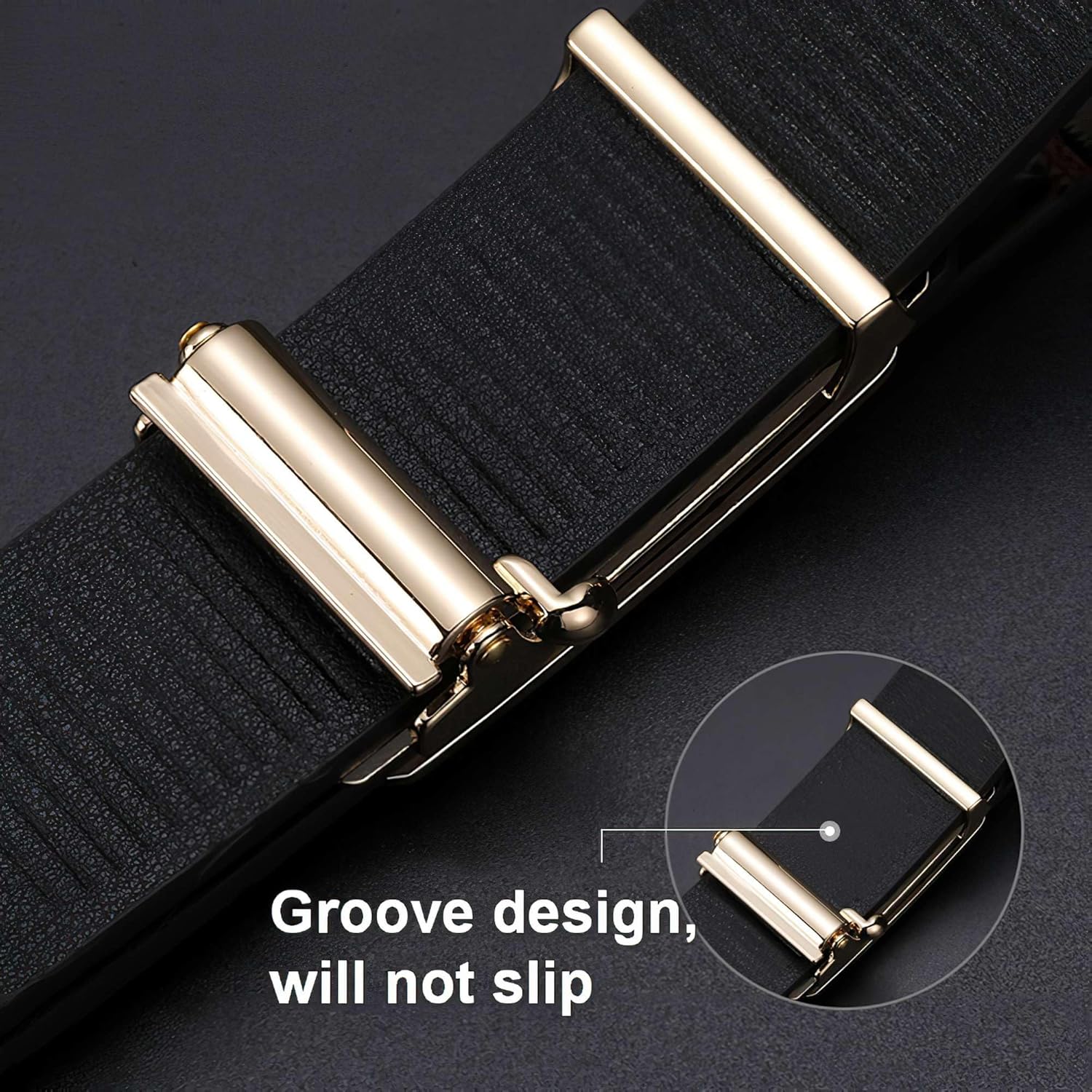 Men's Belt Leather Click Groove Belt Crocodile Designer Dress Casual - Image 4