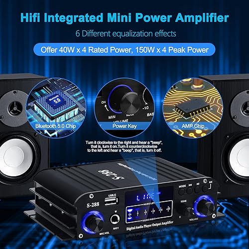 Miniatura 10 de Receptores de amplificador de audio-AK45 Bluetooth 5.0 HiFi Stereo Mini Amplificador de Potencia RMS 40W x 2 Máx. 400W 2.0 Canal Componentes de