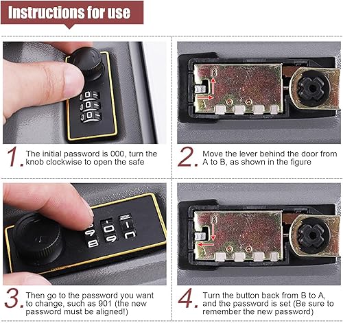 Miniatura 4 de Caja de bloqueo a prueba de fuego para caja de dinero Caja de ahorro de efectivo de acero inoxidable Mini caja para empresa para el hogar Caja de