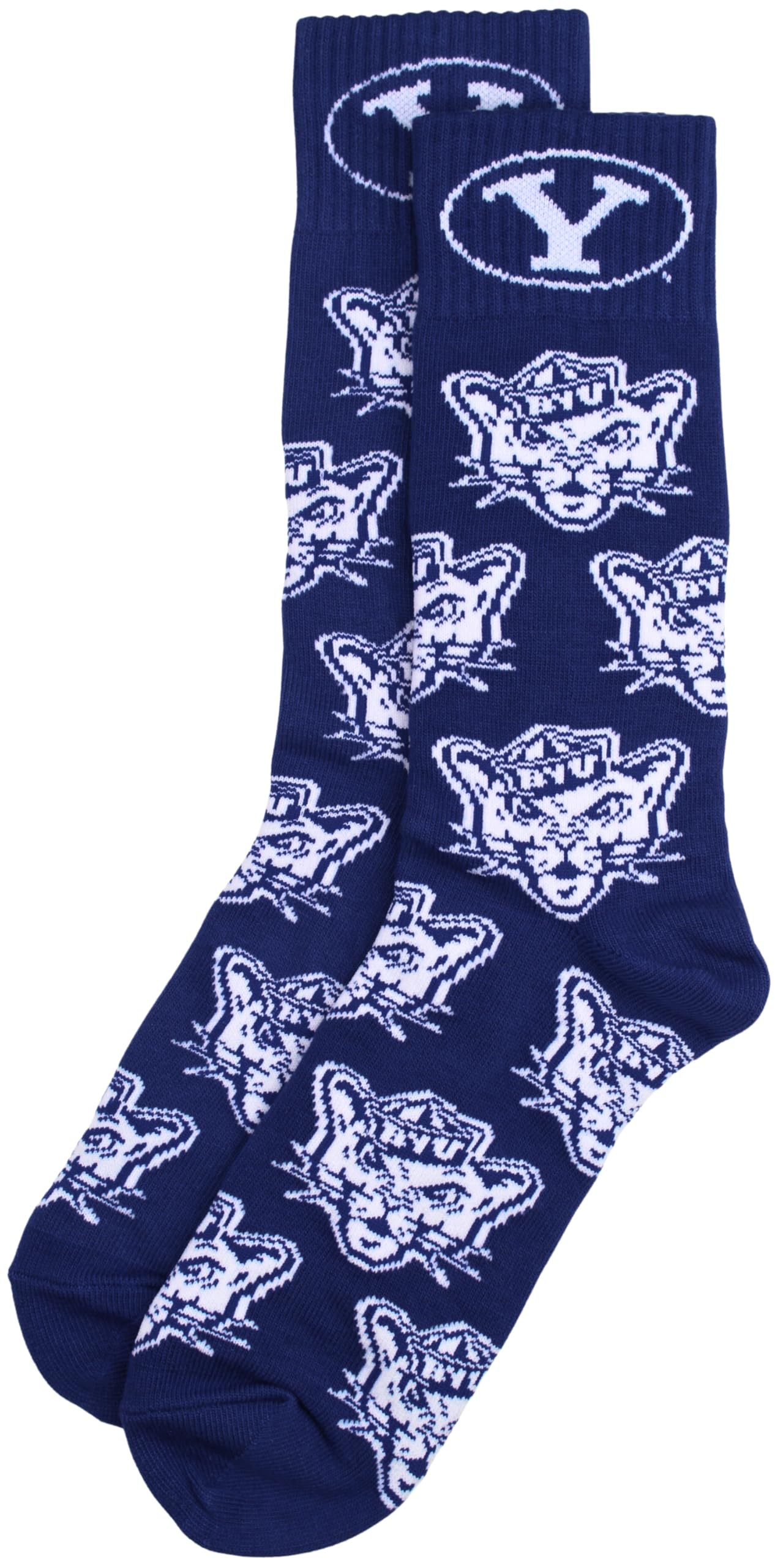 BYU Cougars Repeating Cougar Dress Socks - NCAA Officially Licensed - One Size Fits Most