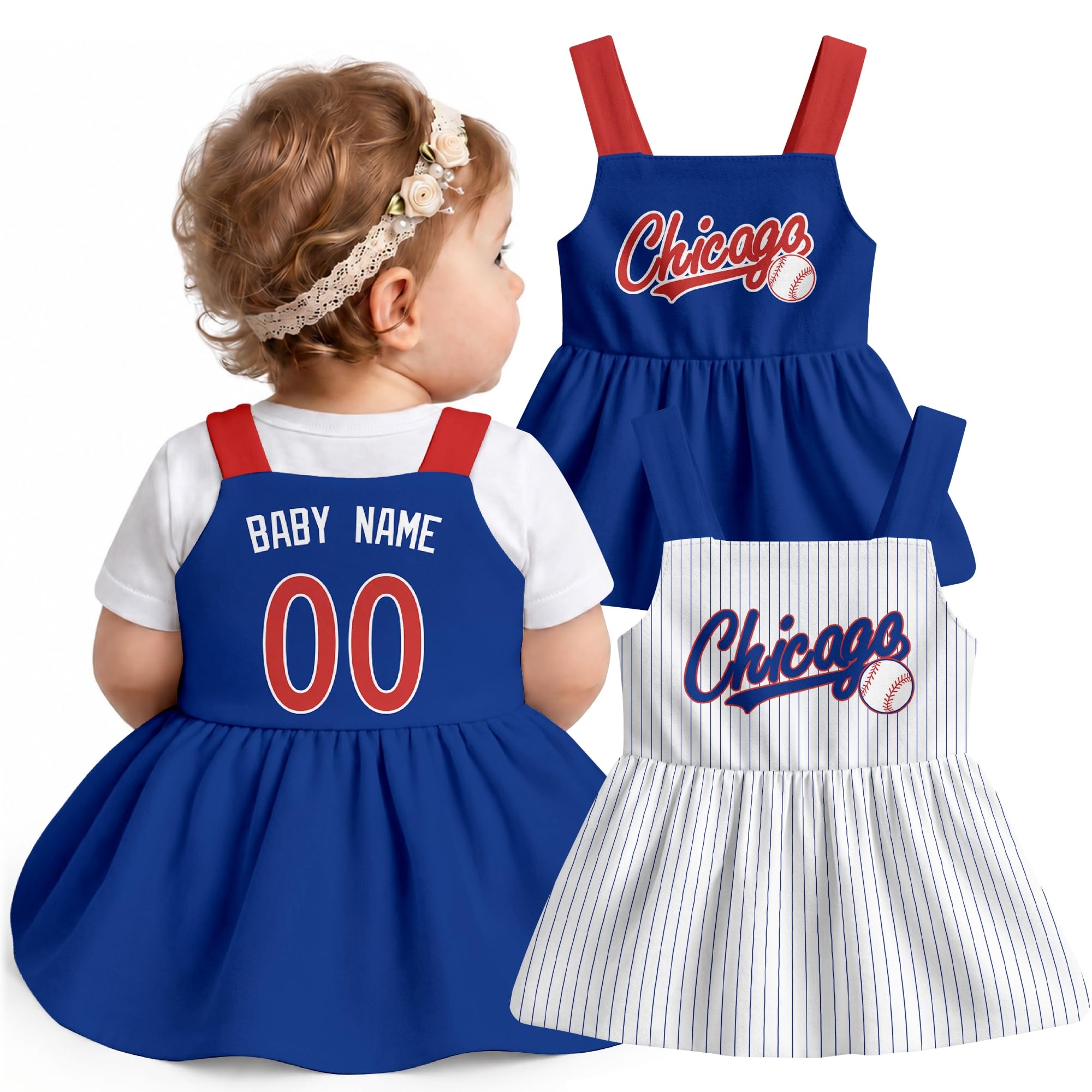KREDE Baby Girl Clothes Custom Baby Strap Dress with Number Name for Baby Girl Gifts