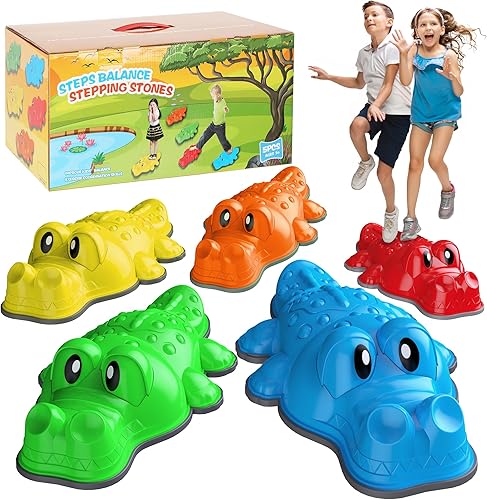 flybakiz Stepping Stones para niños pequeños, 5 piezas antideslizantes para saltar balanceo, juguetes para niños, regalo de juego para interiores y