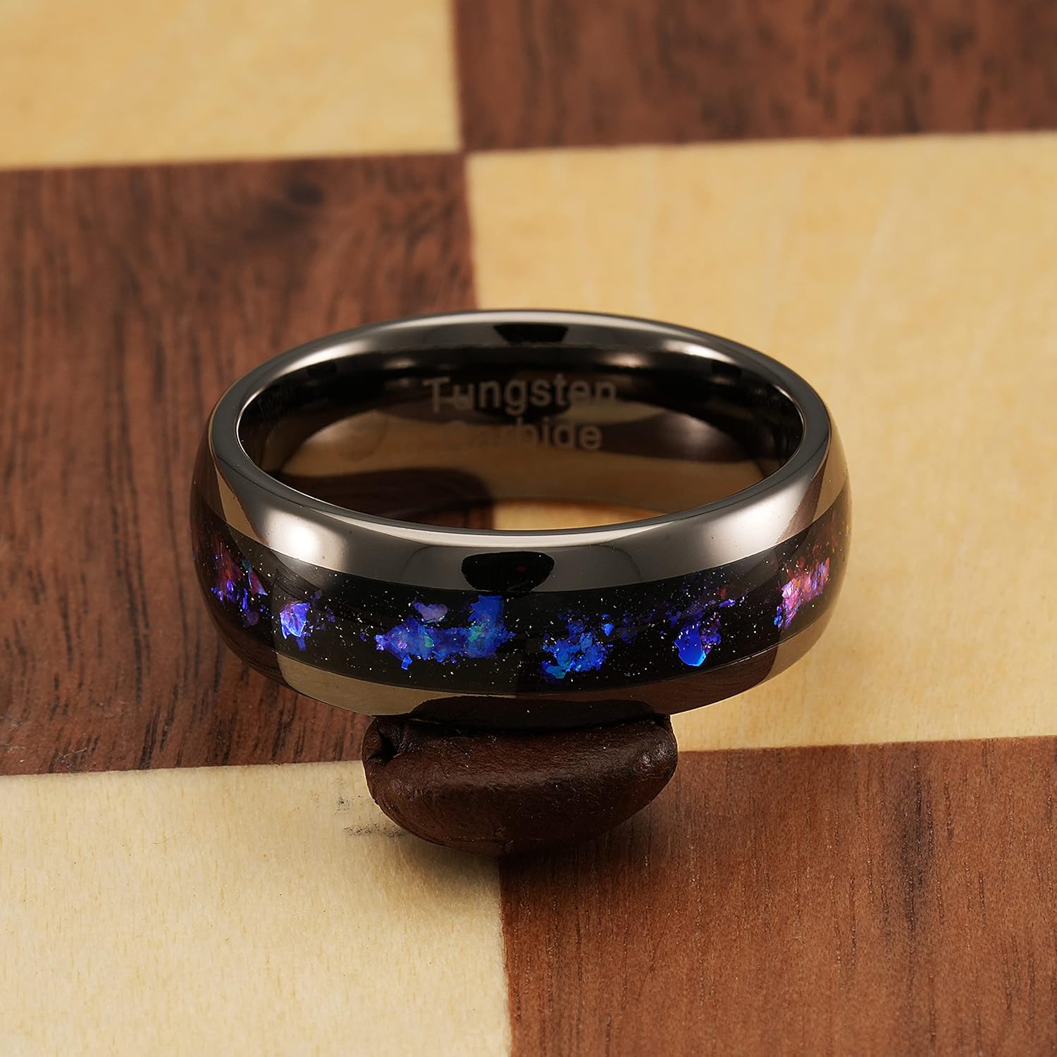 100S JEWELRY Engraved Personalized Gunmetal Tungsten Rings For Men Women Orion Nebula Opal Galaxy Wedding Engagement Promise Band Sizes 6-16 - Image 4