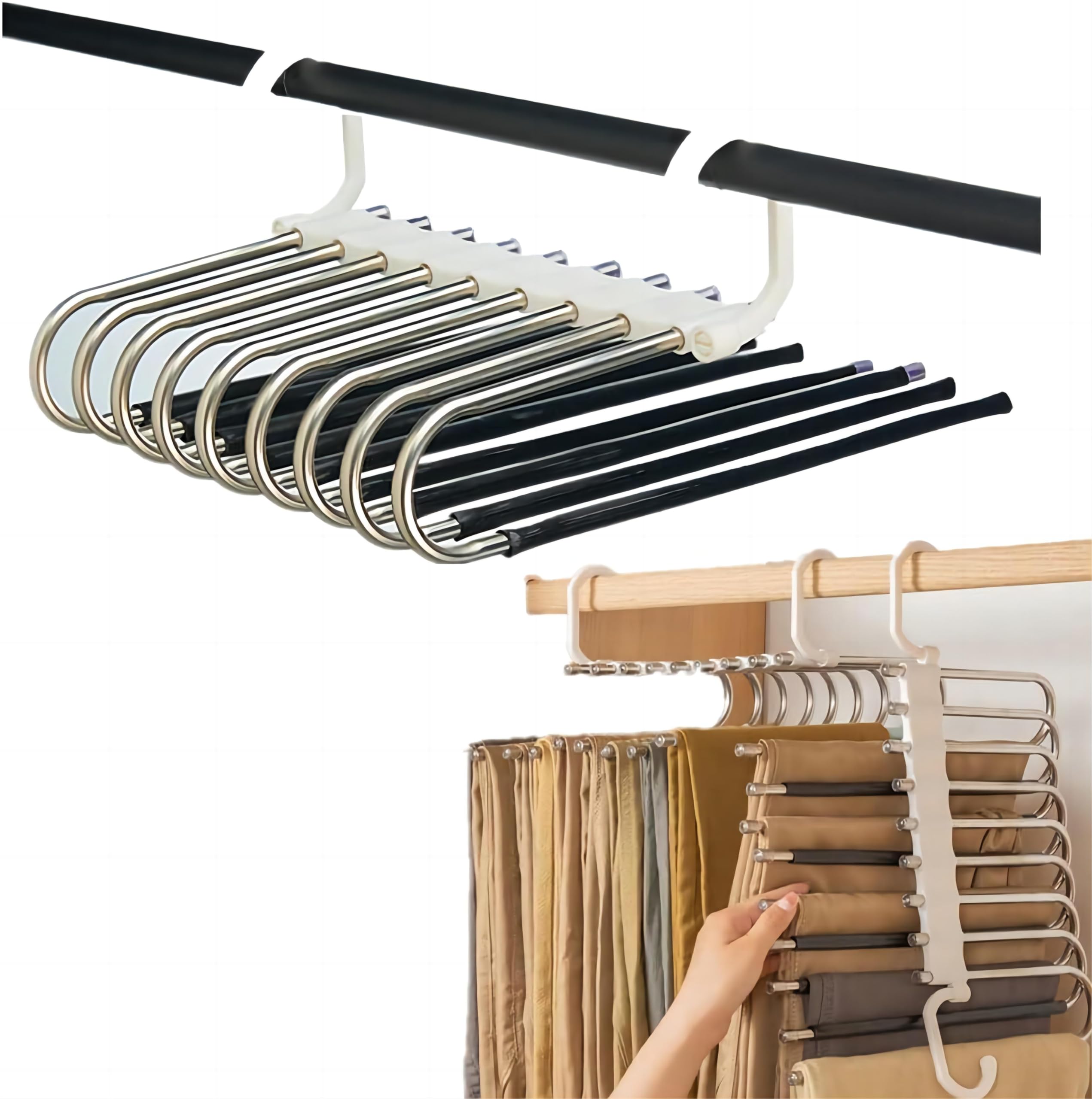 【MASU・エムエーエスユー】トップス用ハンガー9本、パンツ用ハンガー5本 Amazon.co.jp: ズボンハンガー ズボンハンガー2本セット ズボン