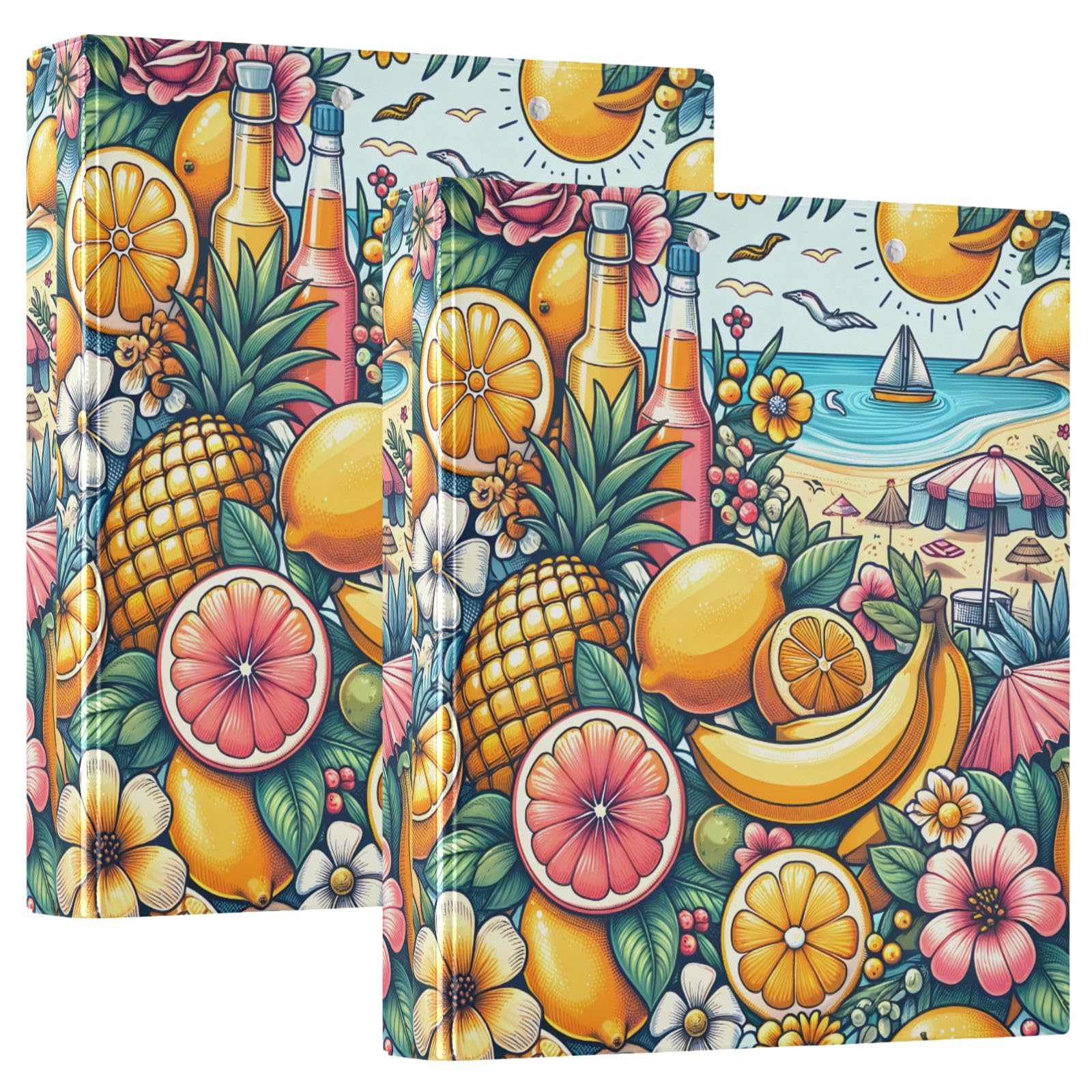 Feast Fruit - Raccoglitore a 3 anelli, 3,8 cm, contiene 200 fogli con 3 tasche interne in PVC trasparente, per scuola e ufficio